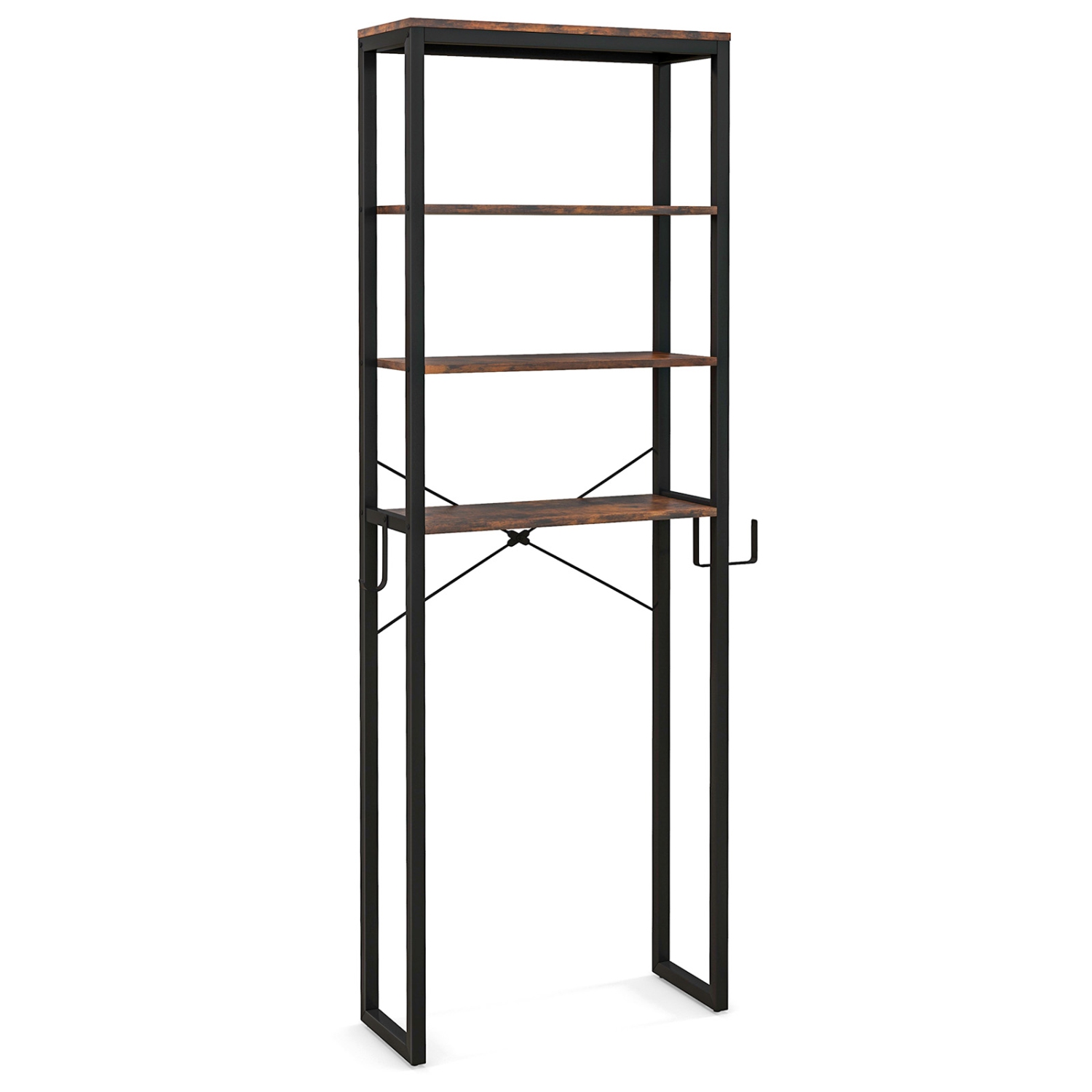 Costway 4-Tier Over the Toilet Storage Rack Freestanding Bathroom Organizer Rustic Brown