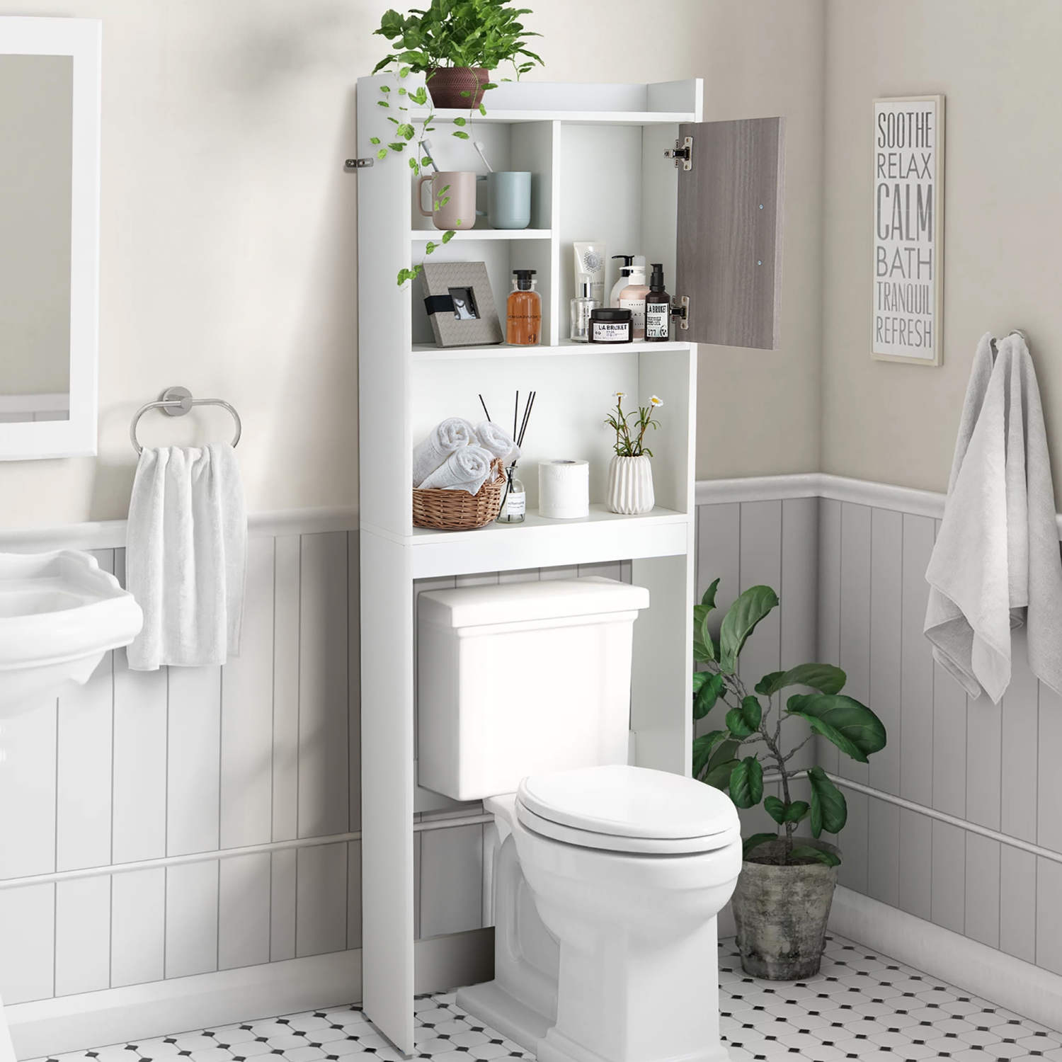 Costway – Armoire de rangement pour toilettes, coin salle de bain