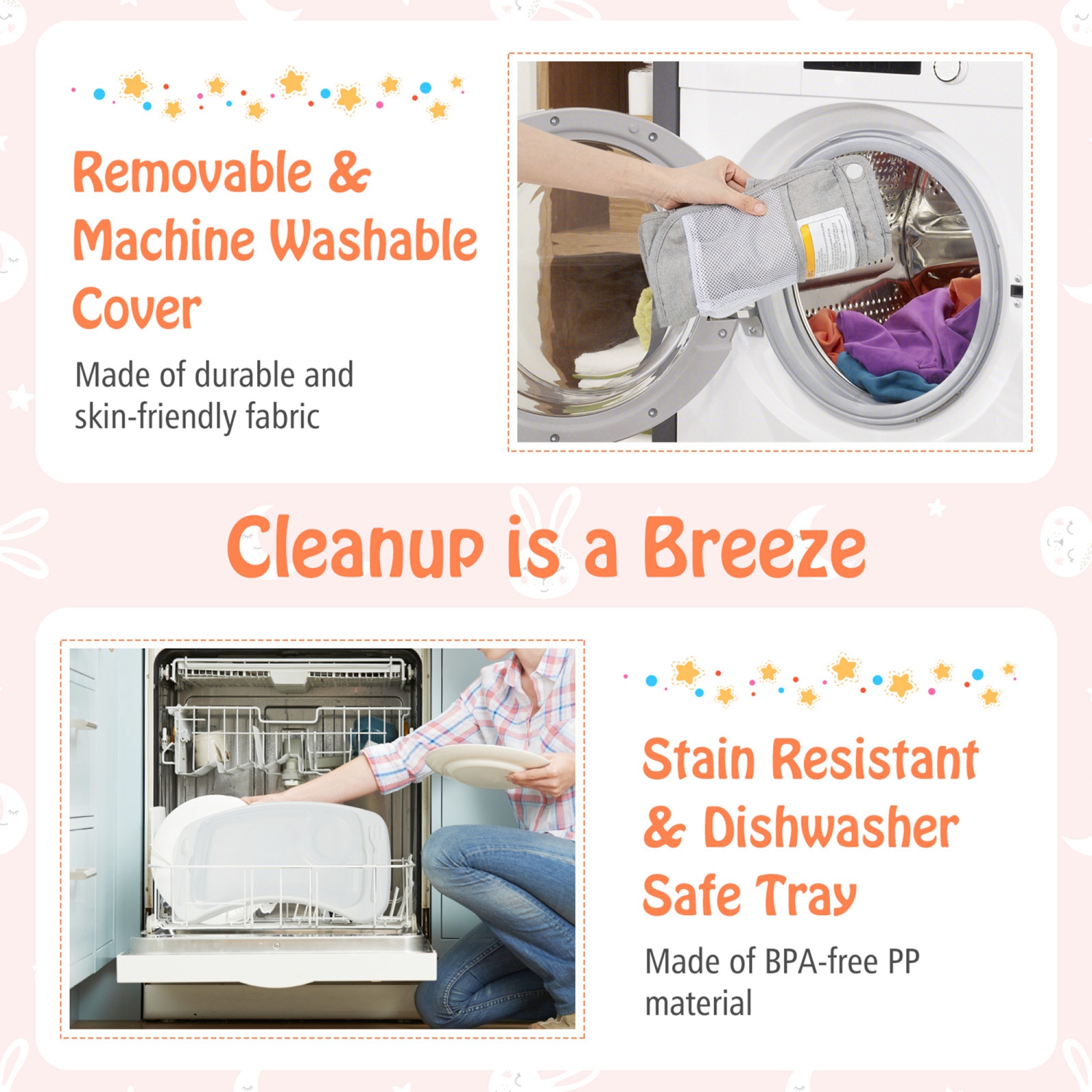 Siège rehausseur de voyage de Babyjoy avec chaise de salle à manger pliable portative à deux plateaux pour jeune enfant