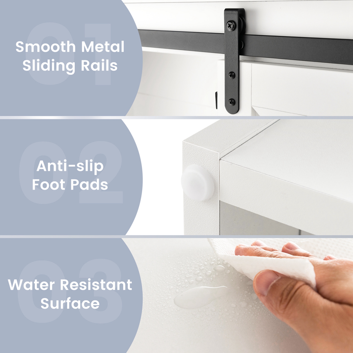 Costway Over the Toilet Bathroom Storage Cabinet with Sliding Barn Door & Shelves White