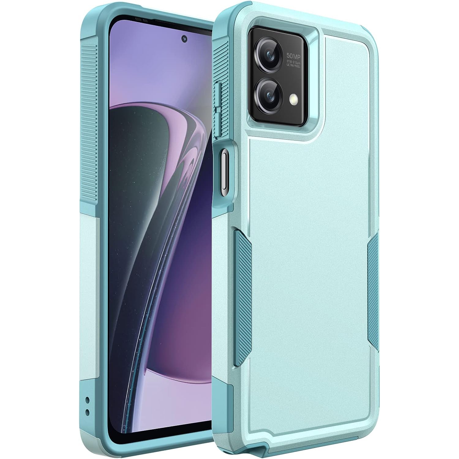 【CSmart】 Dual Layers Heavy Duty Rubber Armor Hard Case Cover for Motorola Moto G Stylus 5G 2023, Teal