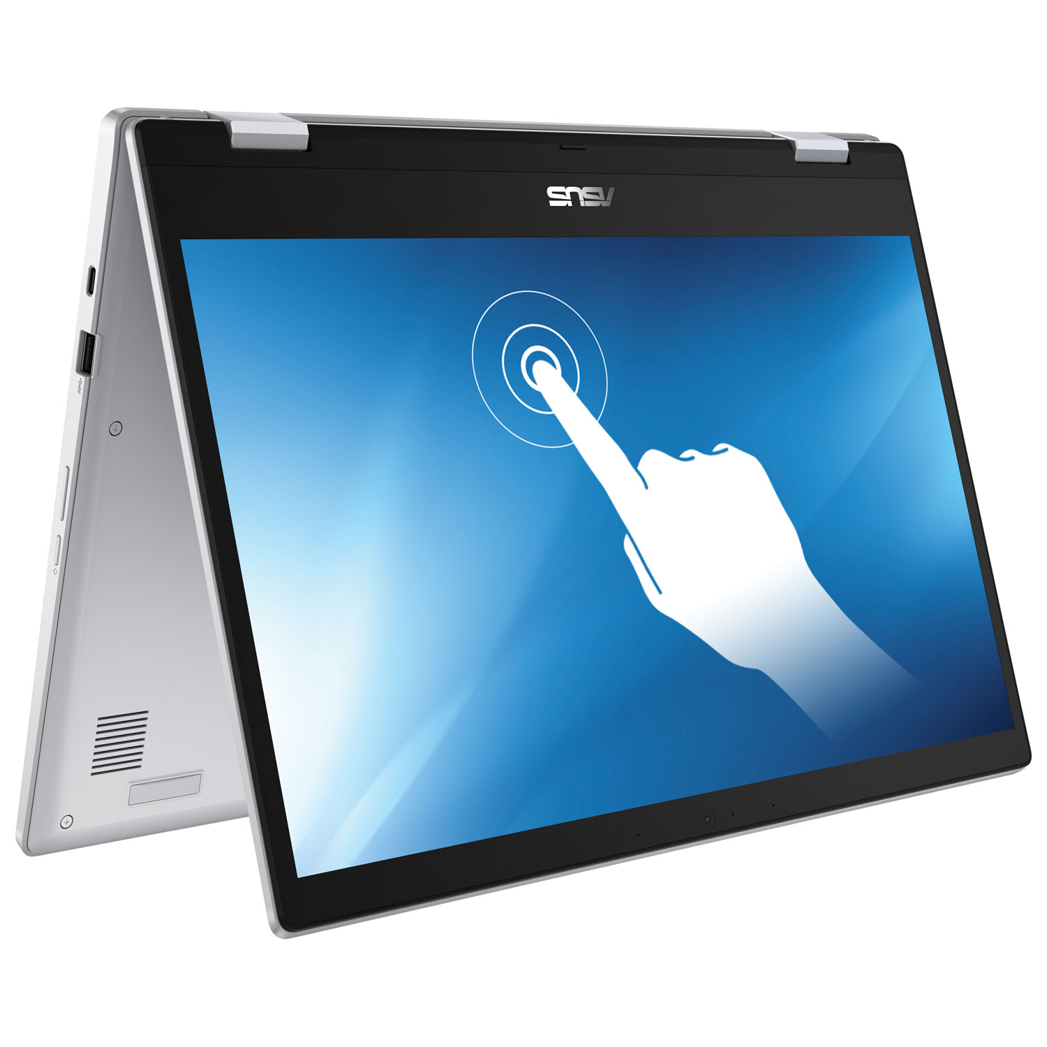 ASUS CX1 15.6" Touchscreen Chromebook - Silver (Intel Pentium Silver N6000/128G eMMC SSD/8GB RAM/Chrome OS)