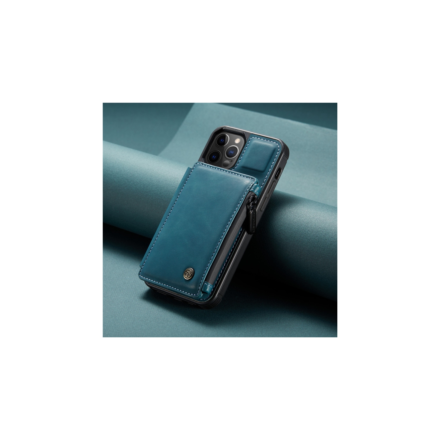 CaseMe – Étui portefeuille à fermeture à glissière de luxe rétro pour iPhone 13 PRO avec fentes pour cartes en PVC étanche – expédition gratuite