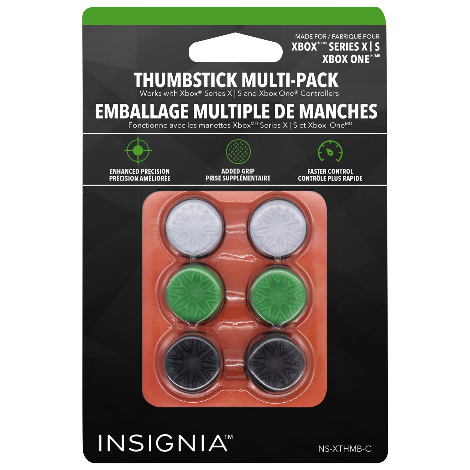 Insignia Precision Thumbsticks for Xbox One & Xbox Series X|S - White/Green/Black