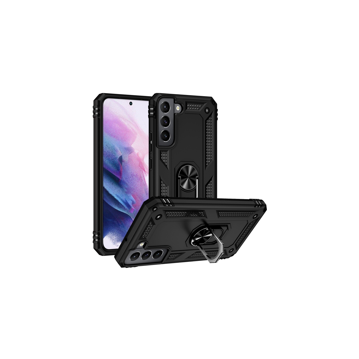 XCRS Dual-Layer Slim Design Armor Protection Cover, Built-in Magnetic Ring with Kickstand Case for Samsung Galaxy S22