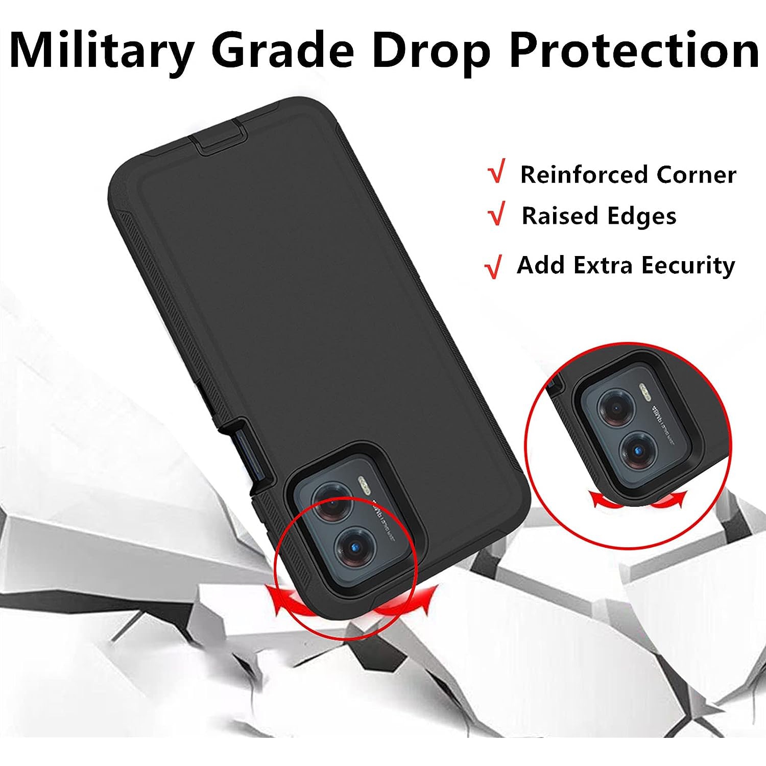 XCRS Heavy Duty Triple Layer Defender Cover with Shockproof Protection Case for Moto Motorola G 5G 6.5 inch