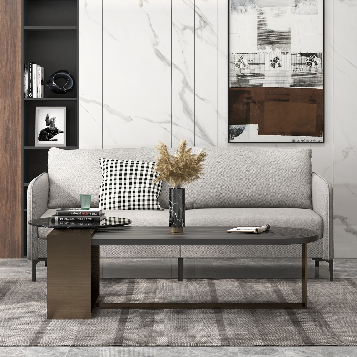 Sofa moderne avec causeuse de 76 po de Costway pour salon - Dortoir d'appartement avec pattes en métal - Gris