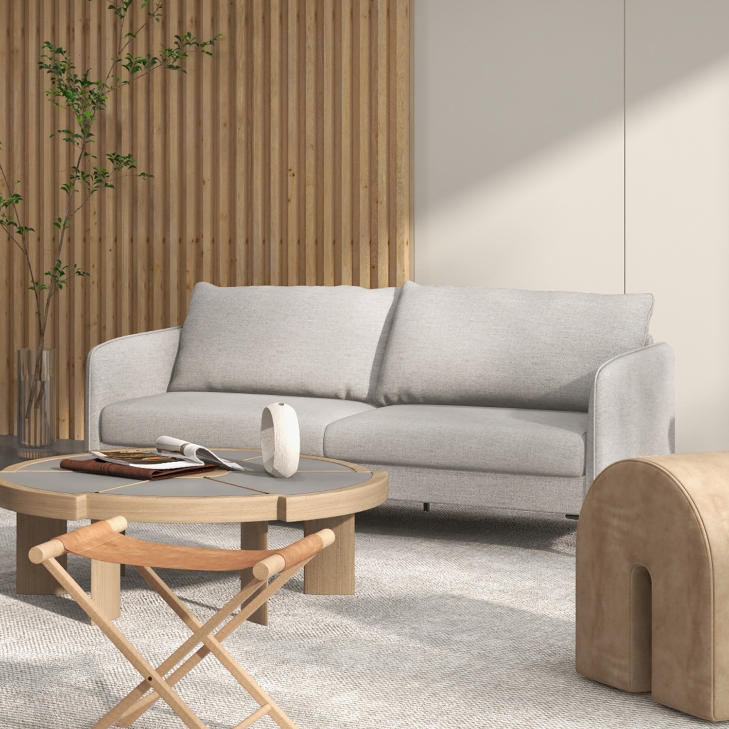 Sofa moderne avec causeuse de 76 po de Costway pour salon - Dortoir d'appartement avec pattes en métal - Gris