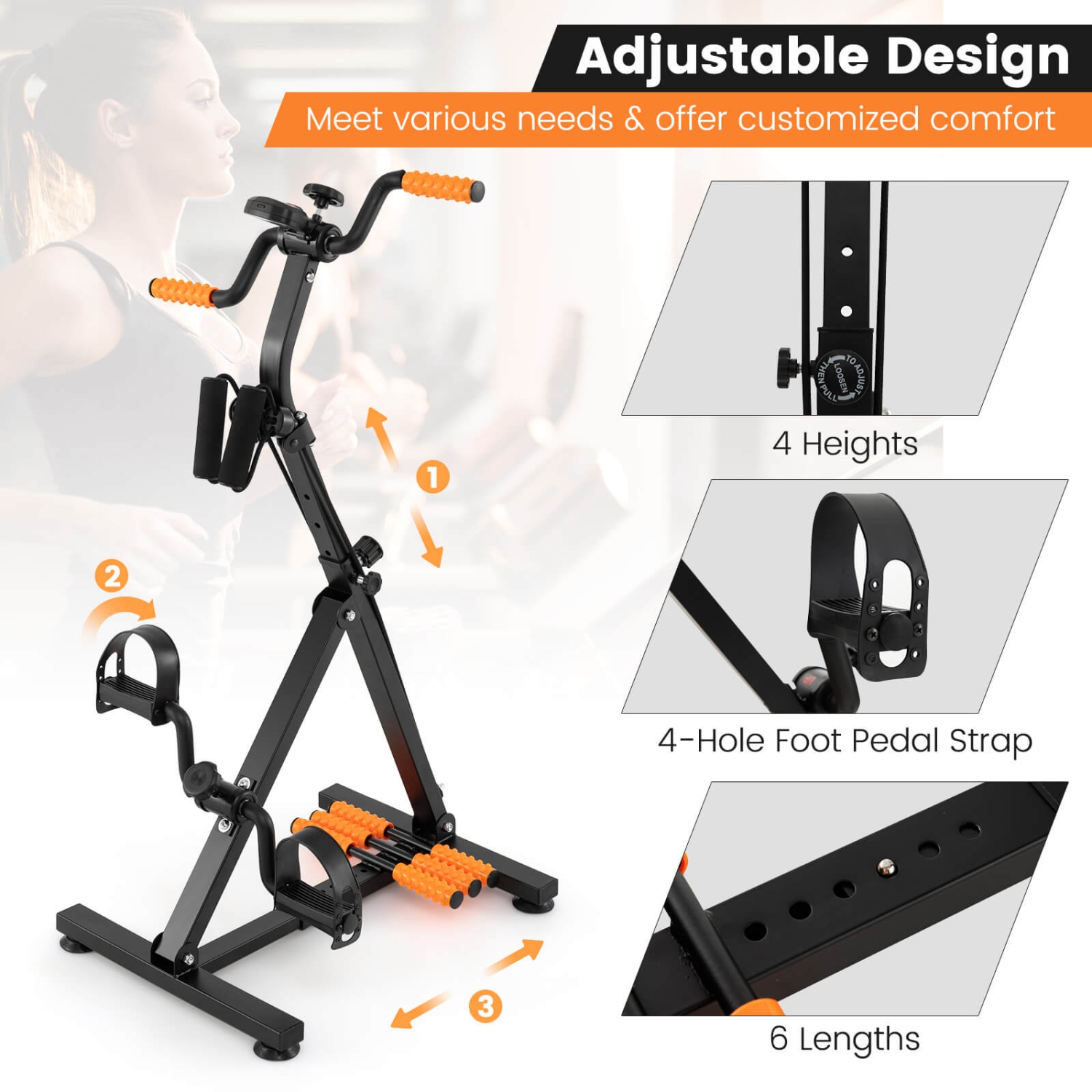 Costway Adjustable LCD Pedal Exercise Bike withMassage Total Body Fitness Rehab Equipment