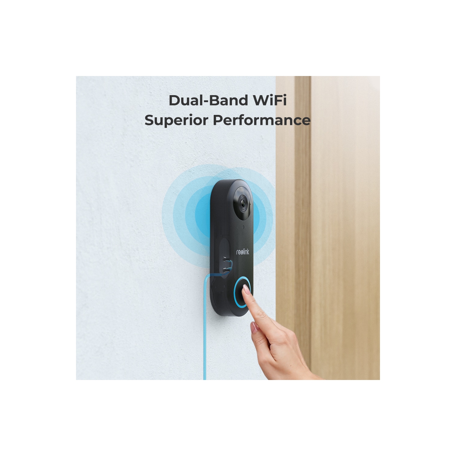 Sonnette vidéo Wi-Fi de Reolink, sonnette vidéo intelligente Wi-Fi avec fil 2K+ avec carillon, détection de personne, caméra de sécurité de la porte