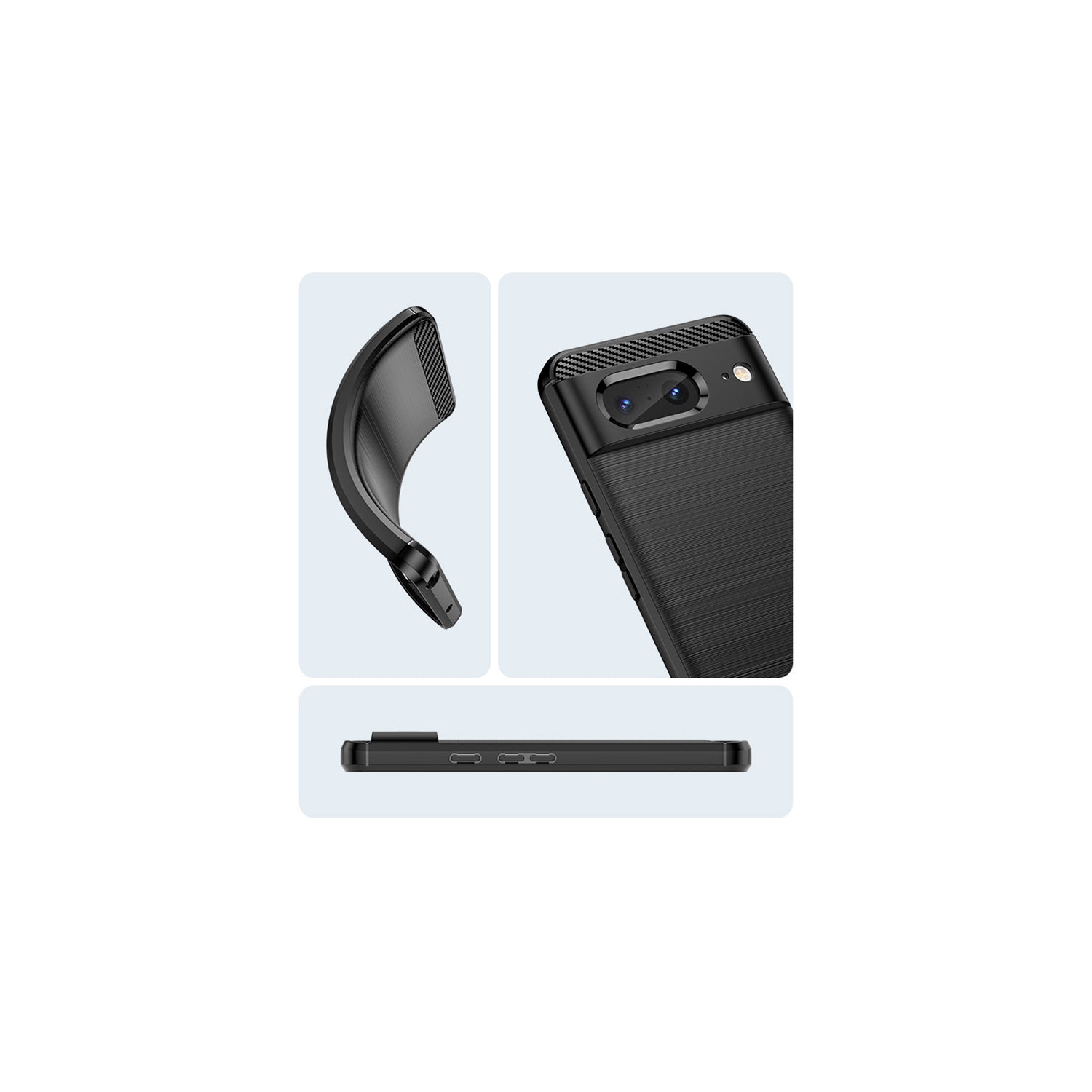 PANDACO – Étui en métal brossé noir pour Google Pixel 8