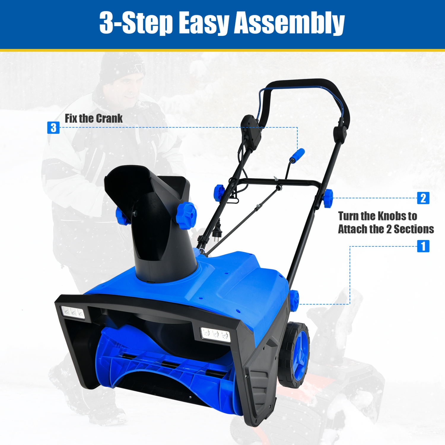 Costway 20" Electric Snow Thrower 120V 15Amp Snow Blower w/180° Rotatable Chute 2 Lights