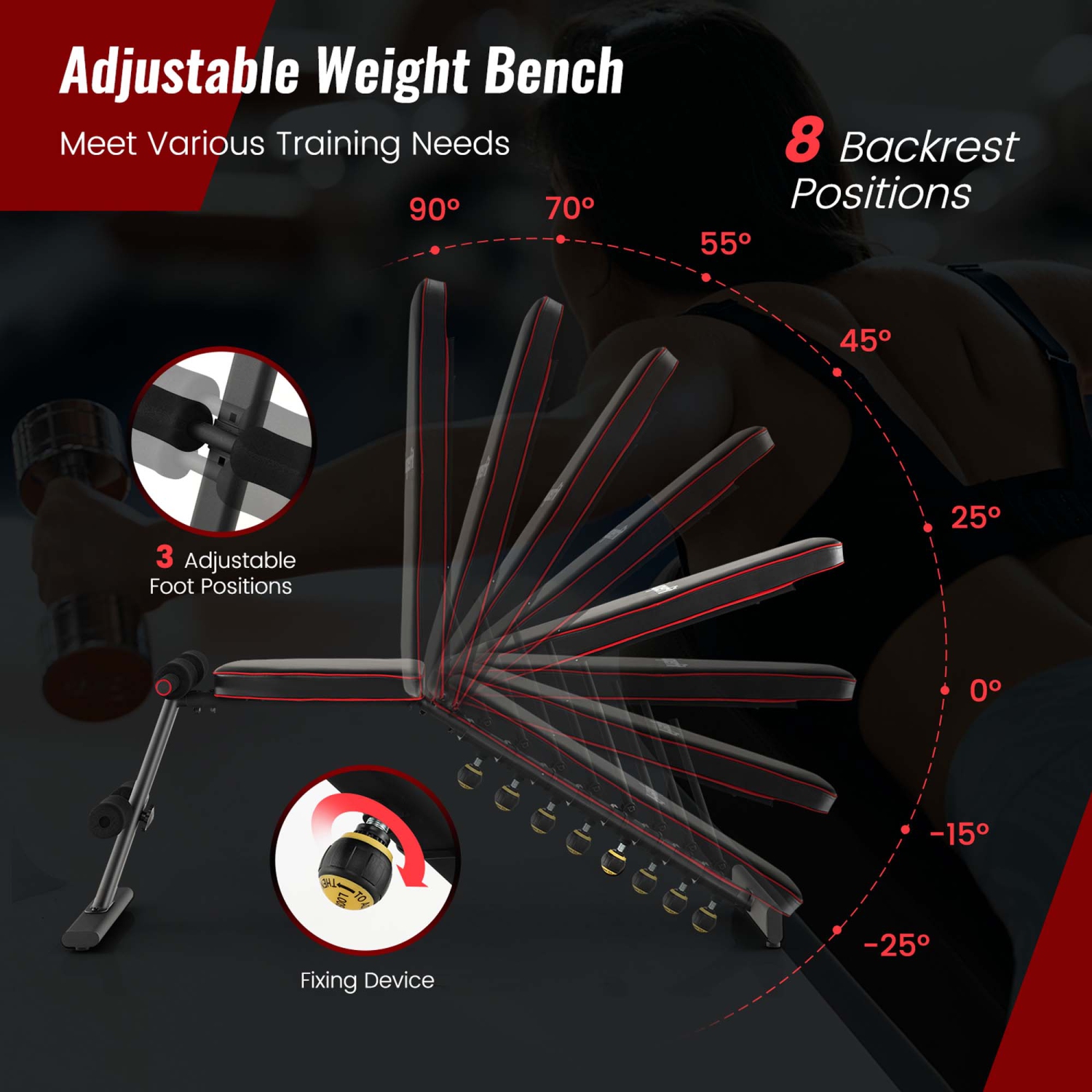 Banc de musculation réglable Superfit pour gym à domicile incliné Full Body Strength Training de Superfit