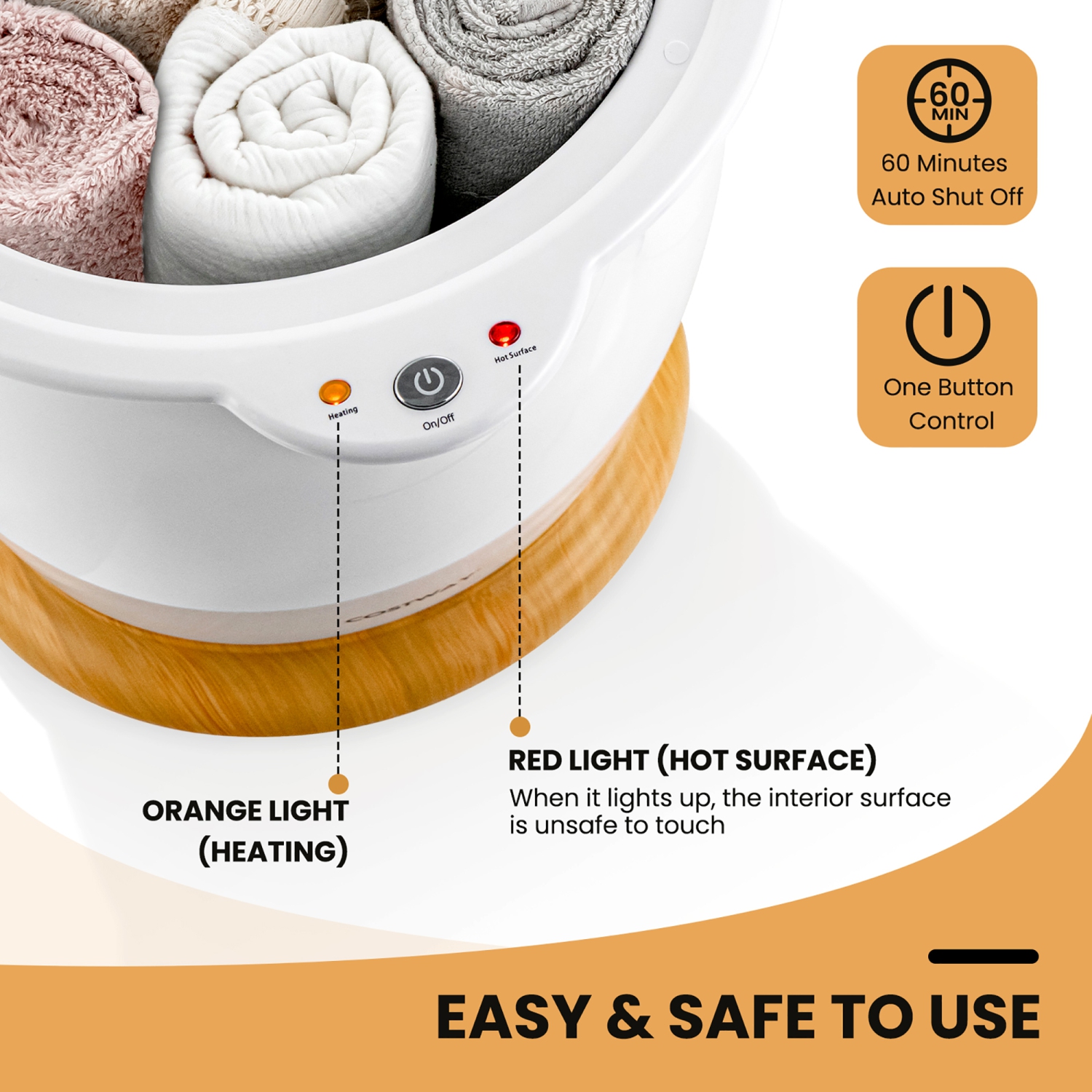 CoCostway – seau chauffant pour serviettes de salle de bain avec porte-parfum et arrêt automatique, blanc