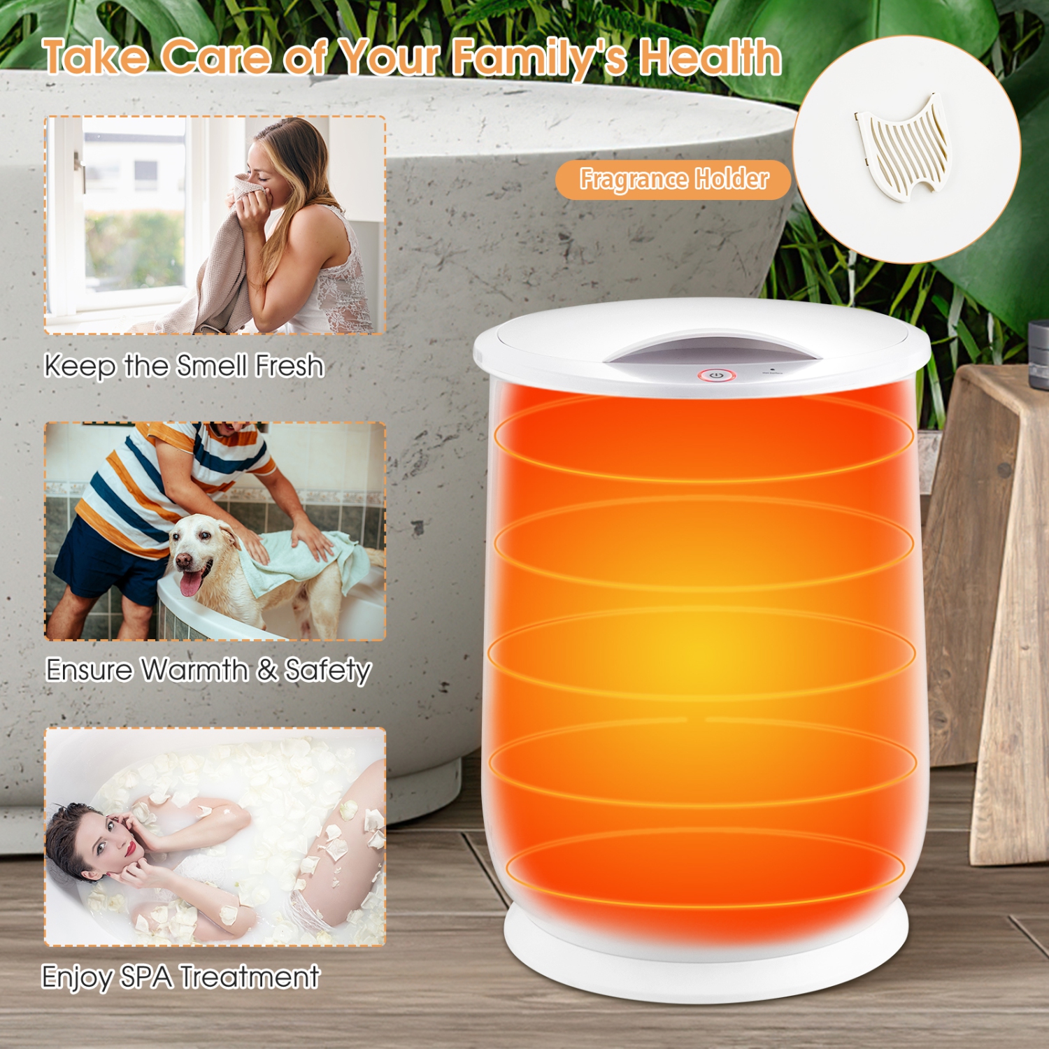 Costway 21L Large Capacity Towel Warmer with Flip-top Lid, Auto Shut off Fragrance Holder