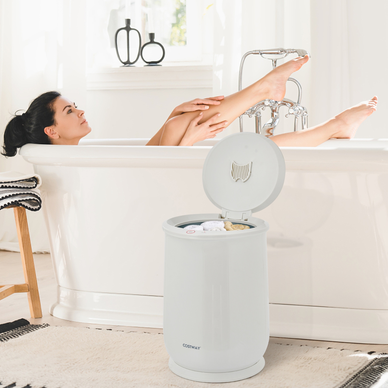 CoCostway – chauffe-serviette 21&nbsp;L pour salle de bain, seau, chauffage pour spa, arrêt automatique, gris