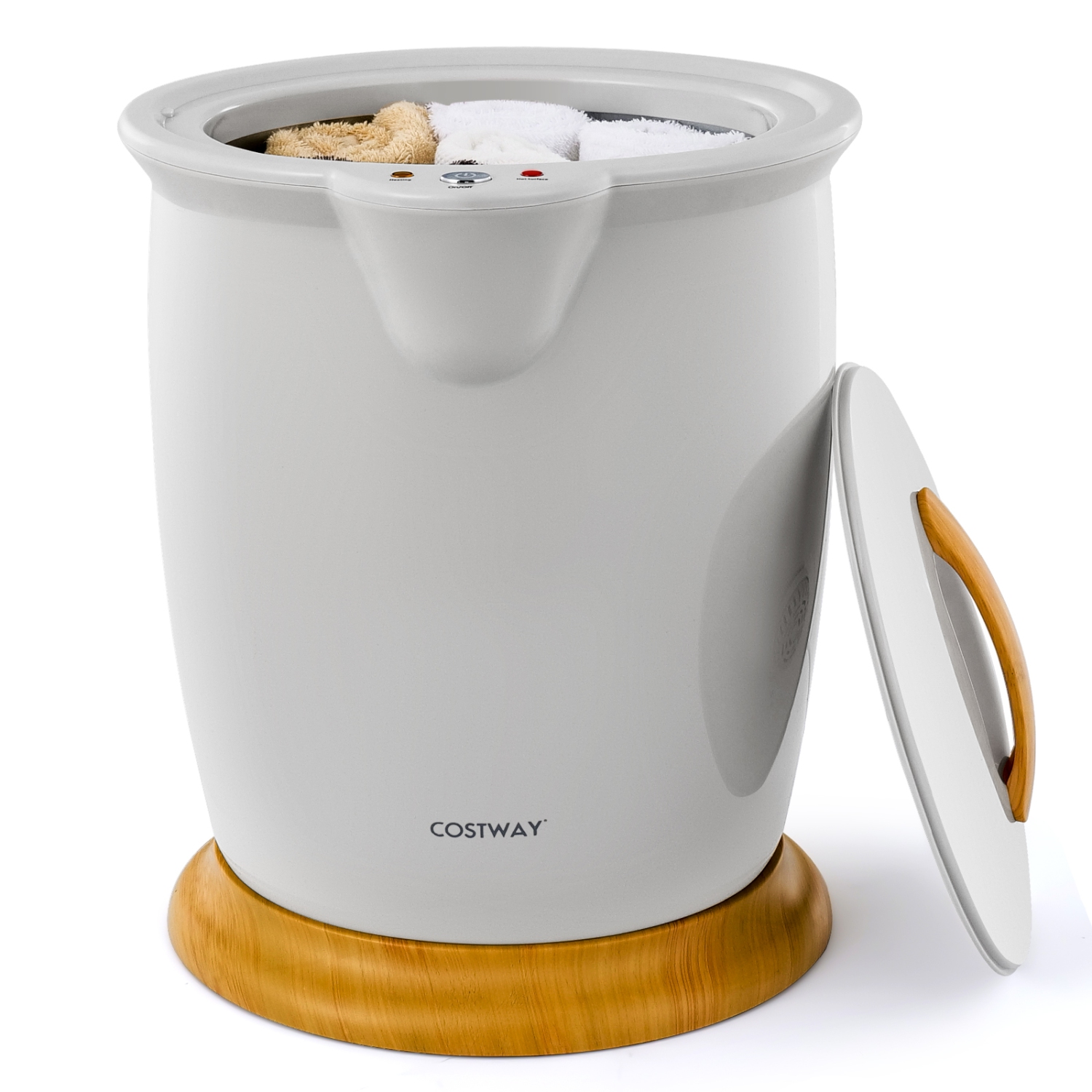 Costway Bathroom Towel Warmer Bucket with Fragrance Holder & Auto Shut Off Grey