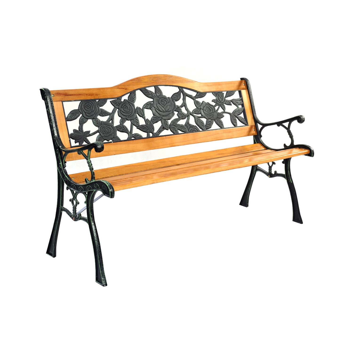 Topbuy Garden – Causeuse en fonte pour banc de porche en bois dur pour patio Park