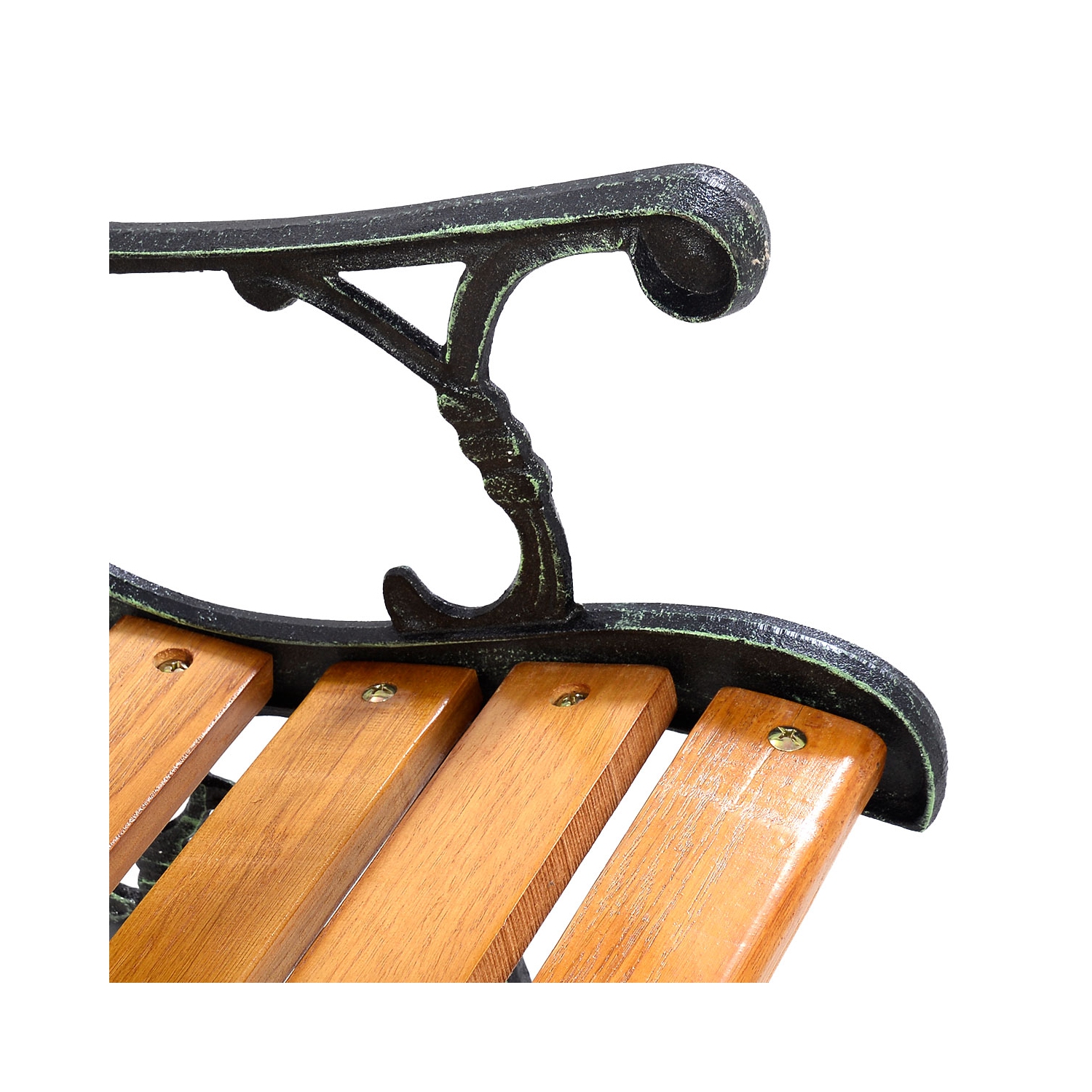 Topbuy Garden Cast Iron Bench Porch Path Loveseat Hardwood Chair for Patio Park