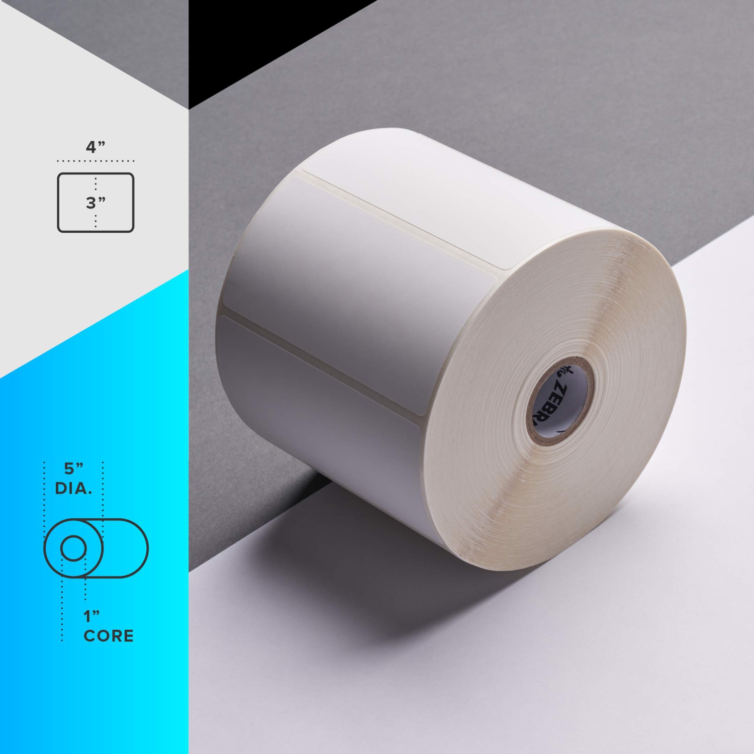 Zebra Technologies 10010032 Z-Perform 2000D Paper Label, Direct Thermal, Perforated, 4" x 3", 1" Core, 5" OD, 840 Labels per Roll