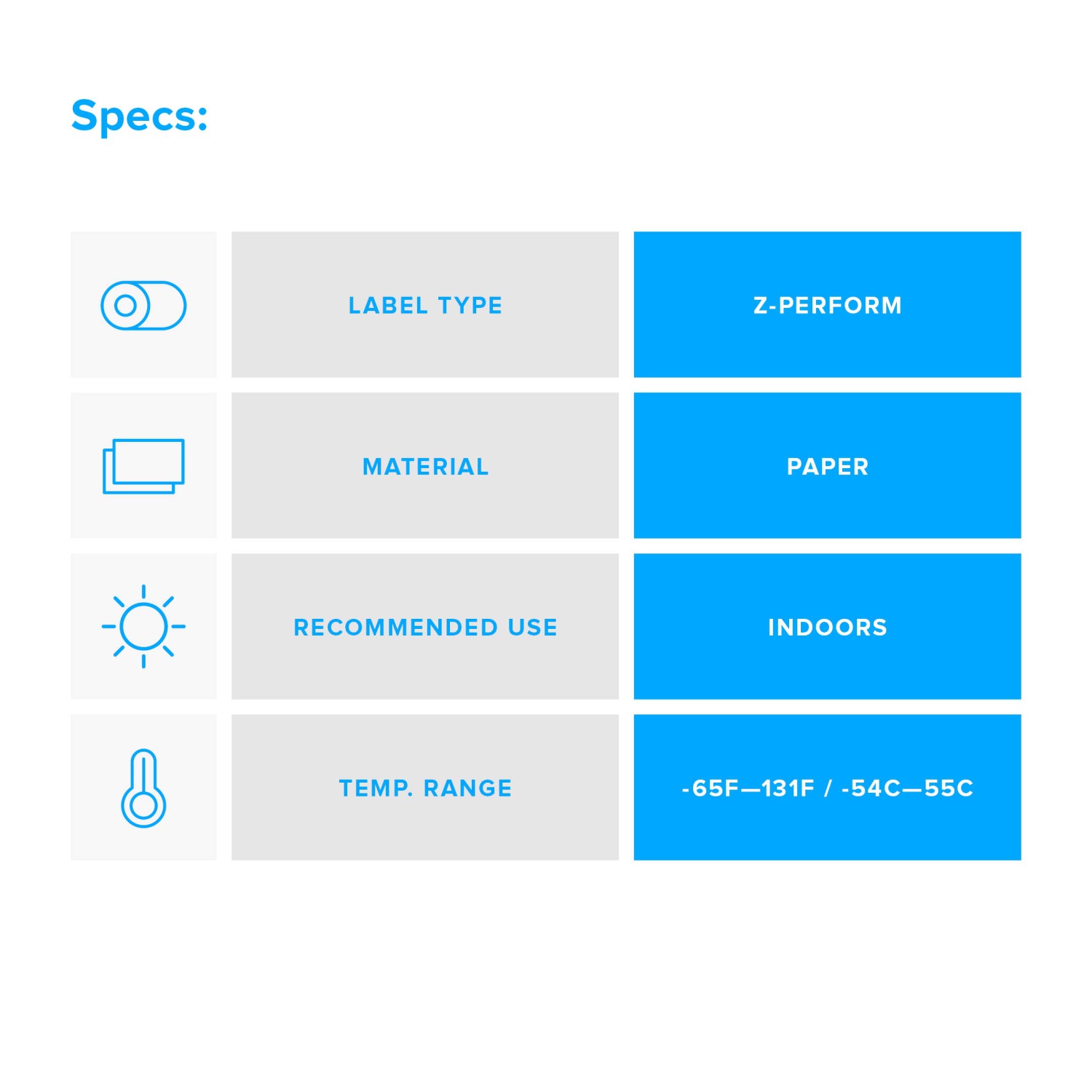 Zebra Technologies 10010032 Z-Perform 2000D Paper Label, Direct Thermal, Perforated, 4" x 3", 1" Core, 5" OD, 840 Labels per Roll