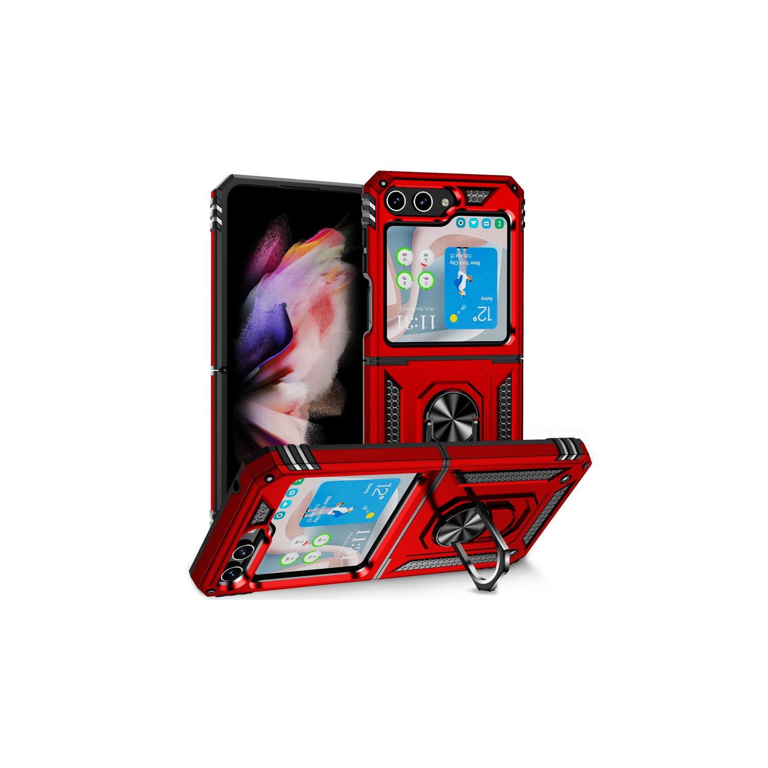 XCRS – Étui de protection mince Armor à deux couches, anneau magnétique intégré avec béquille pour Galaxy Z Flip 5 de Samsung