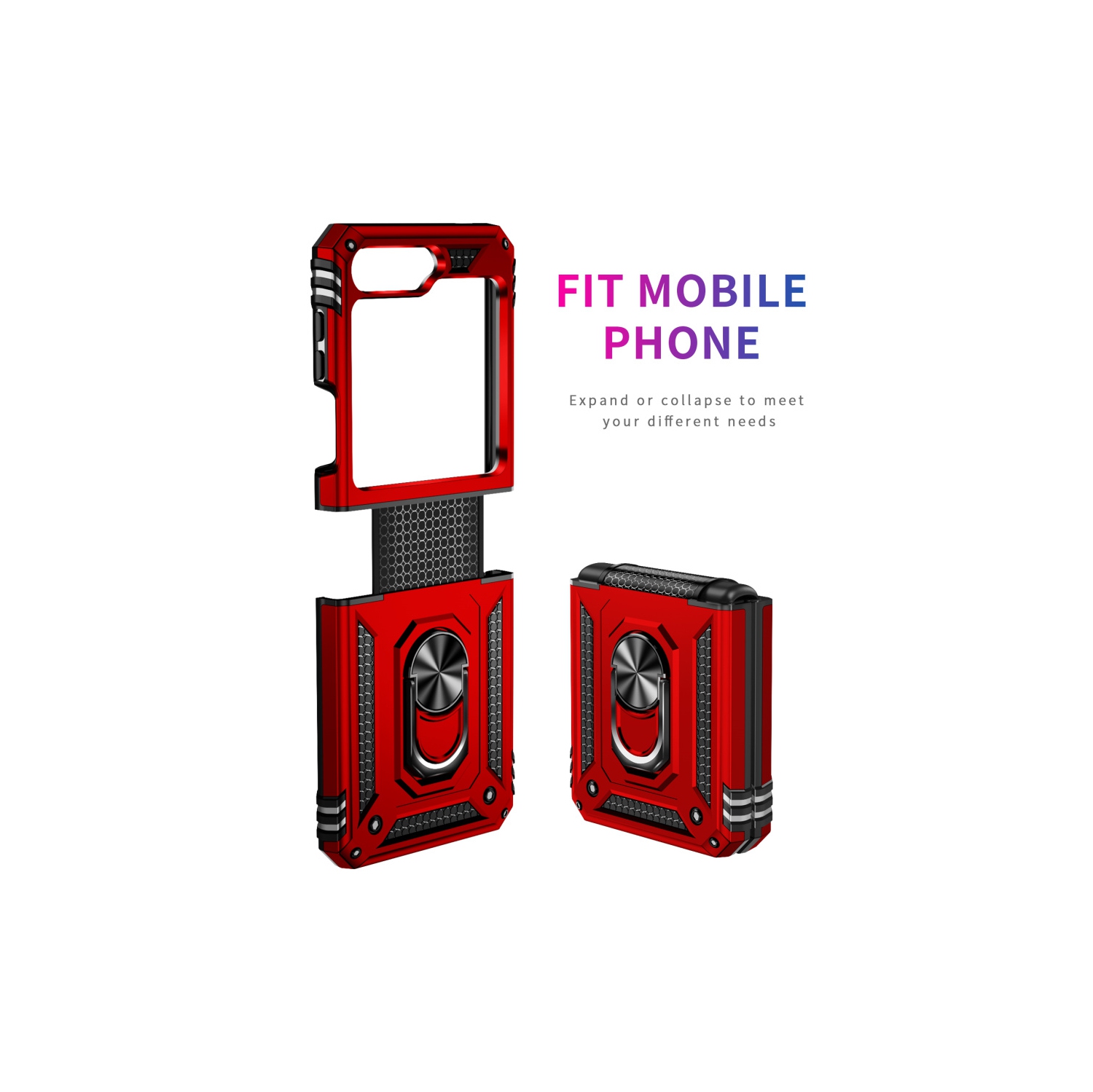 XCRS – Étui de protection mince Armor à deux couches, anneau magnétique intégré avec béquille pour Galaxy Z Flip 5 de Samsung