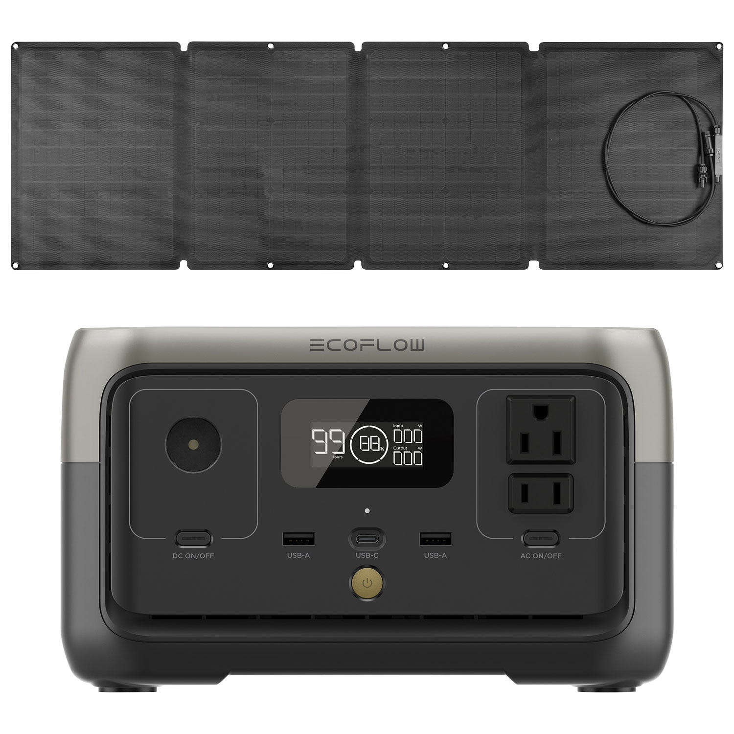 EcoFlow RIVER 2 Portable Power Station & 110 Watts Solar Panel Bundle