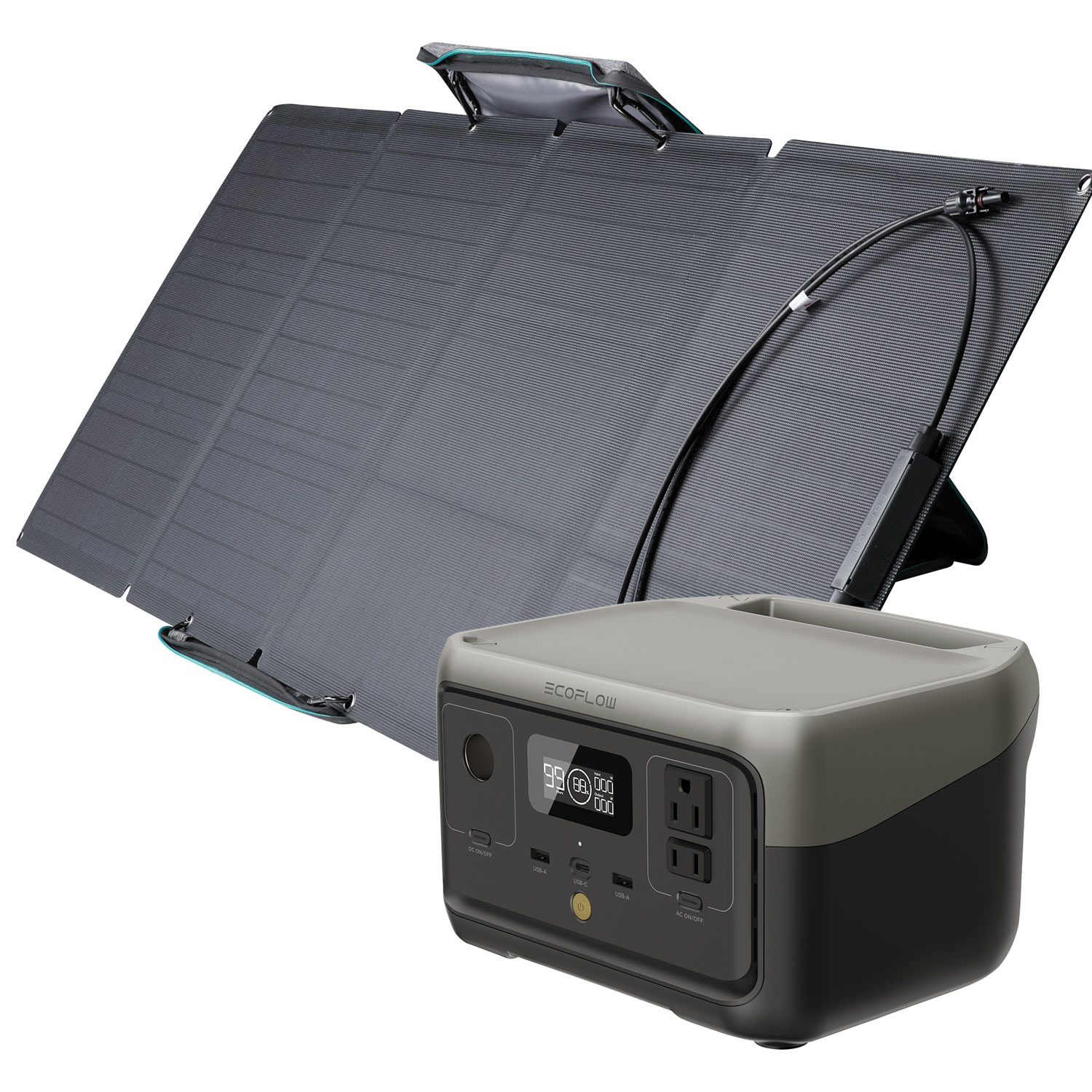 EcoFlow RIVER 2 Portable Power Station & 110 Watts Solar Panel Bundle