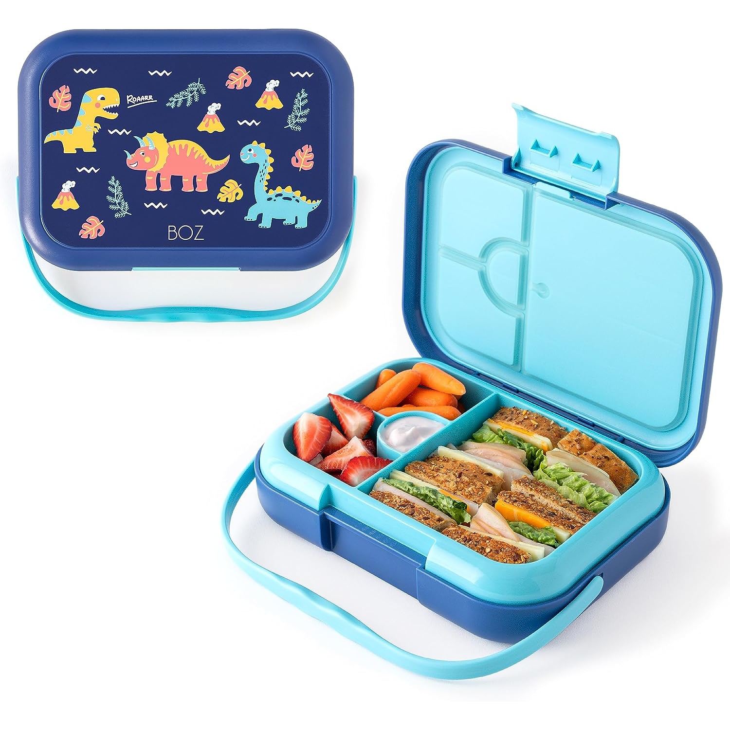 BOZ Bento Box for Kids - Kids Bento Lunch Box - Toddler Lunch Box for Daycare - Leak Proof 4 Compartments Kids Lunch Container