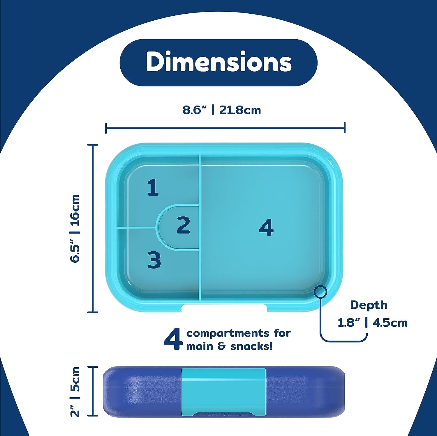 BOZ Bento Box for Kids - Kids Bento Lunch Box - Toddler Lunch Box for Daycare - Leak Proof 4 Compartments Kids Lunch Container