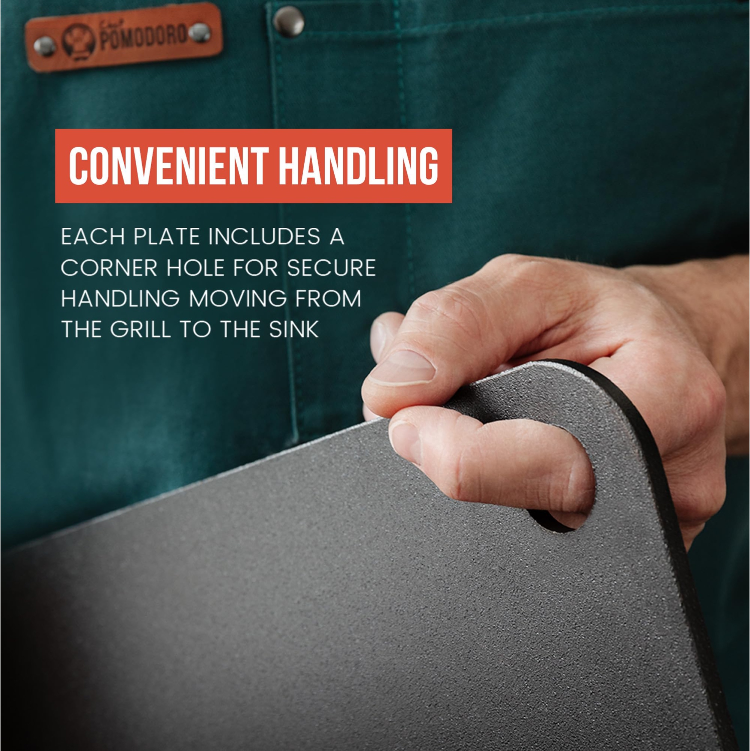 Chef Pomodoro Pizza Steel pour le four, 16 x 13,5 x 0,25&nbsp;cm d'épaisseur, acier de cuisson pour le four, Pierre à pizza en acier de cuisson pour