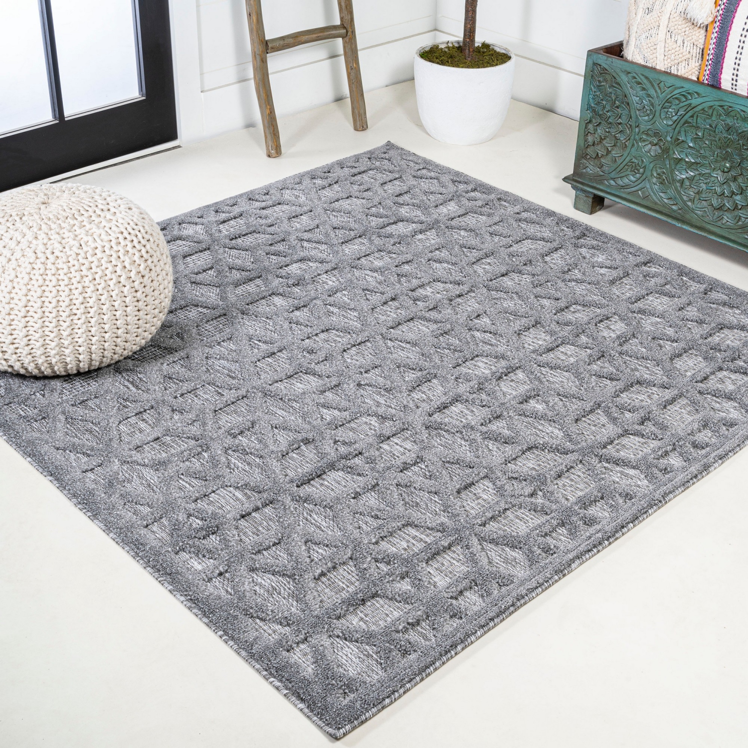 Talaia Neutral Geometric Indoor/Outdoor Area Rug