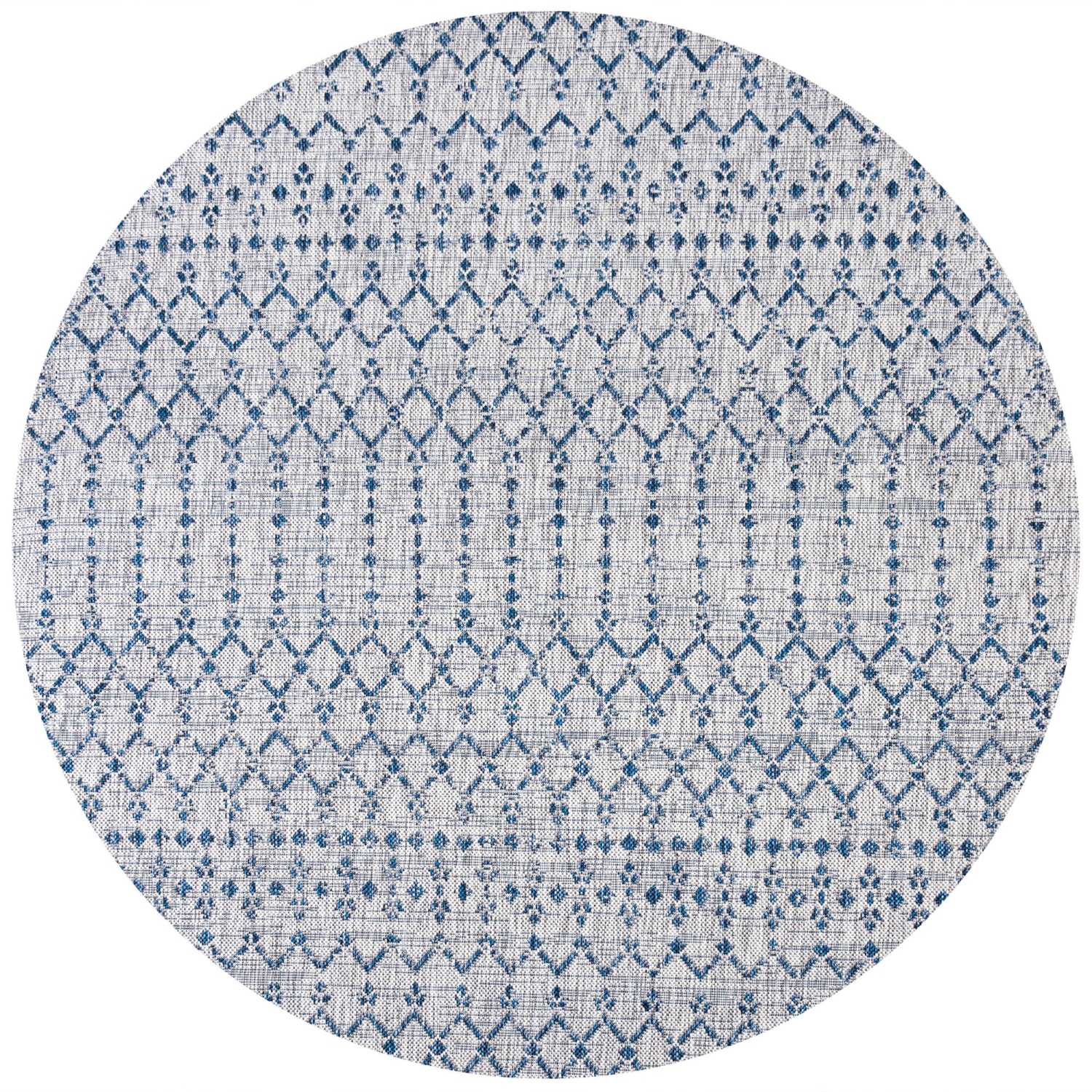 Ourika Moroccan Geometric Textured Weave Indoor/Outdoor Round Rug