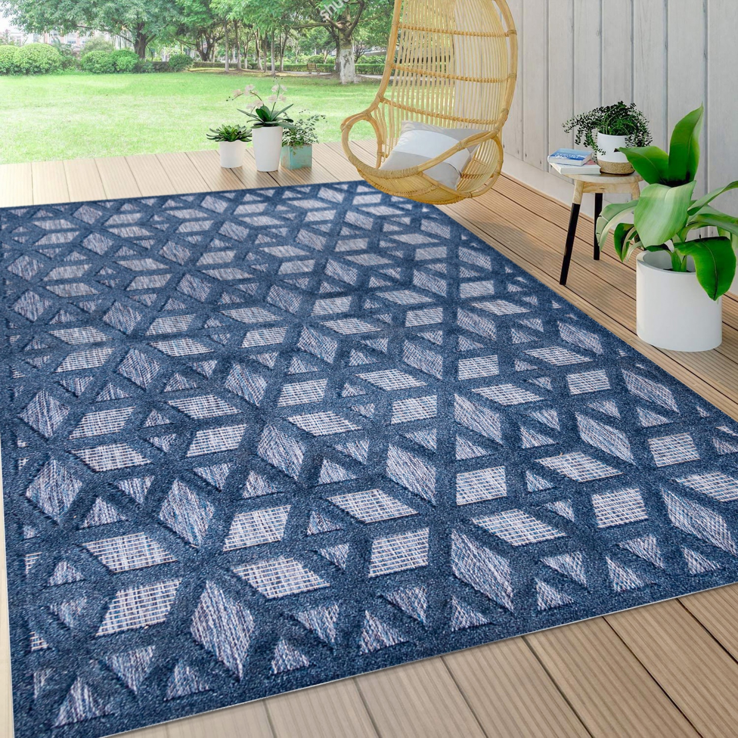 Talaia Neutral Geometric Indoor/Outdoor Area Rug