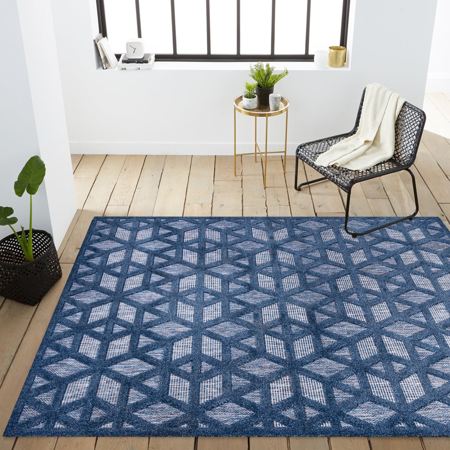 Talaia Neutral Geometric Indoor/Outdoor Area Rug