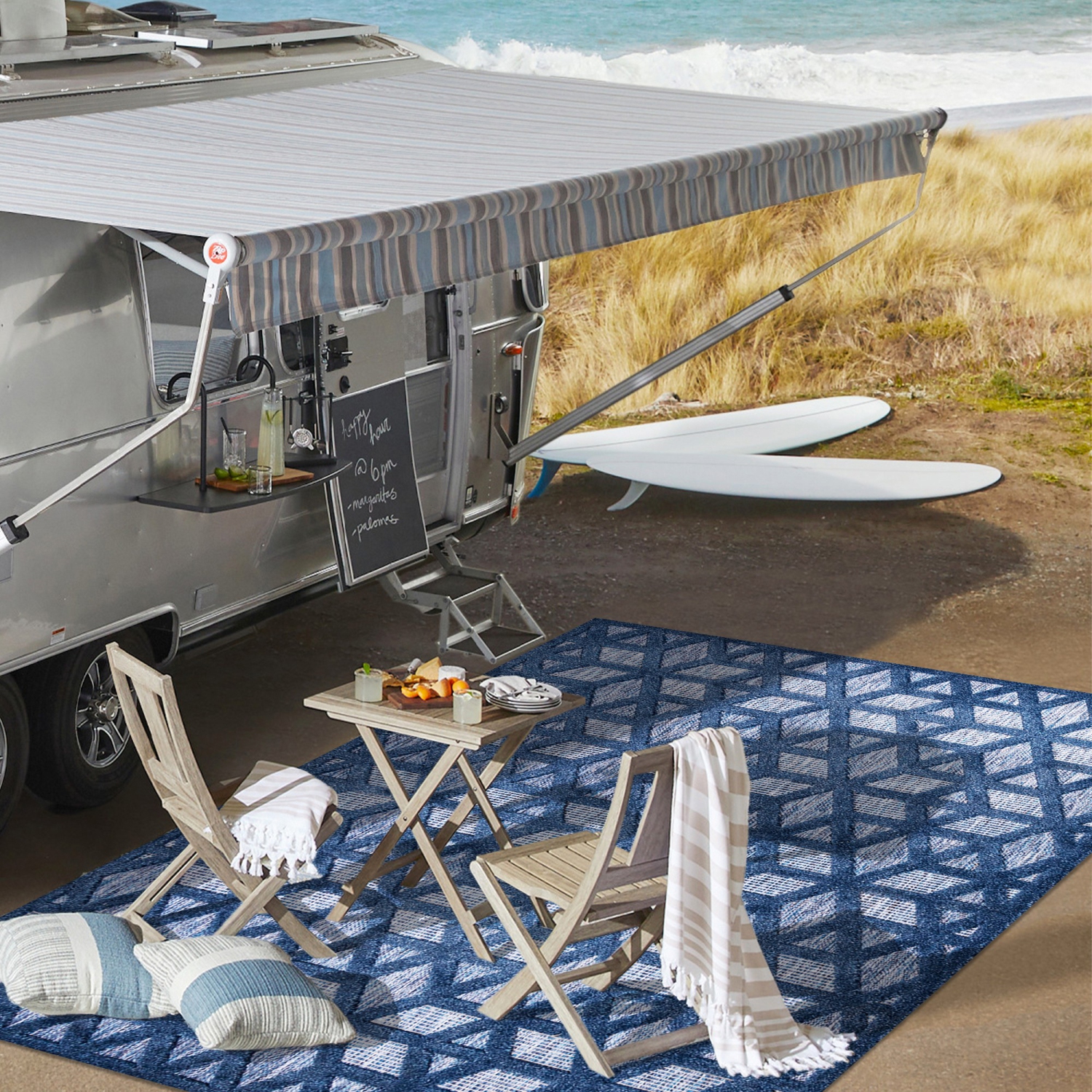 Talaia Neutral Geometric Indoor/Outdoor Area Rug