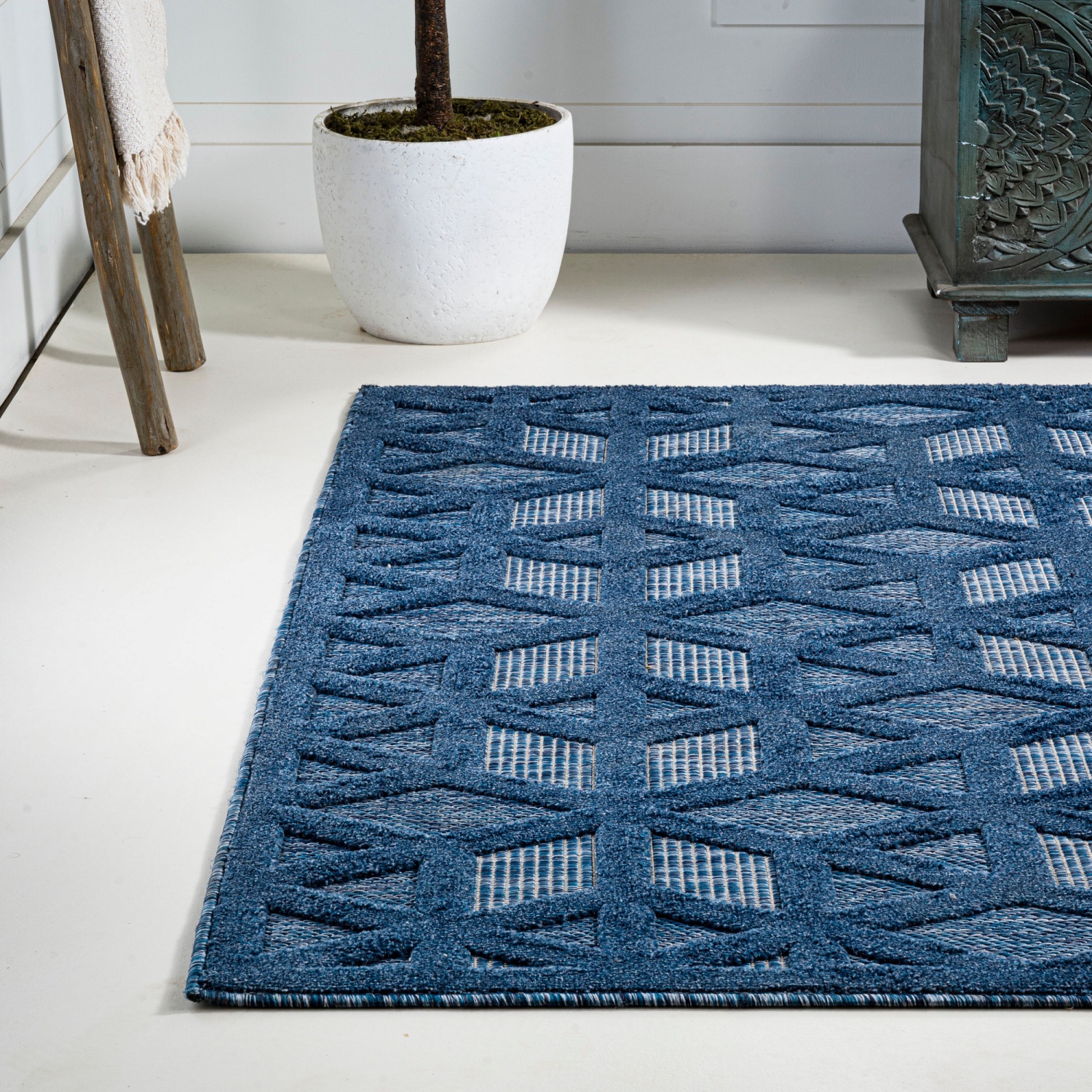 Talaia Neutral Geometric Indoor/Outdoor Area Rug