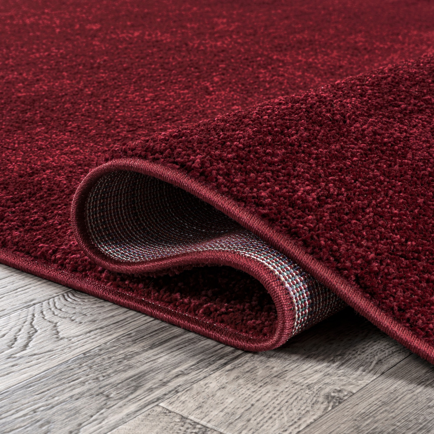 Haze Solid Low Pile Area Rug Dark Red
