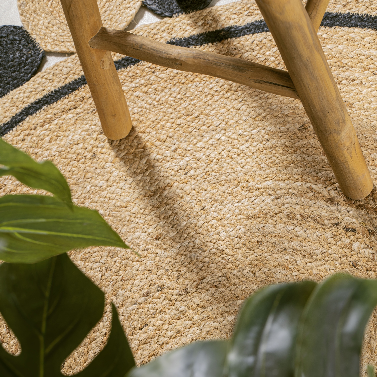 Aurora Two Tone Jute Hippy Circle Medallion Area Rug