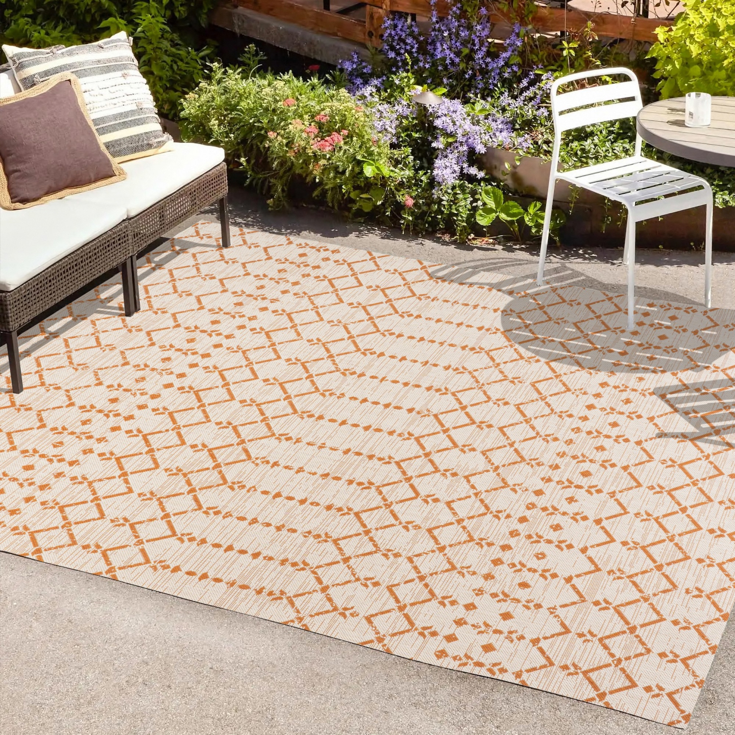 Ourika Moroccan Geometric Textured Weave Indoor/Outdoor Area Rug