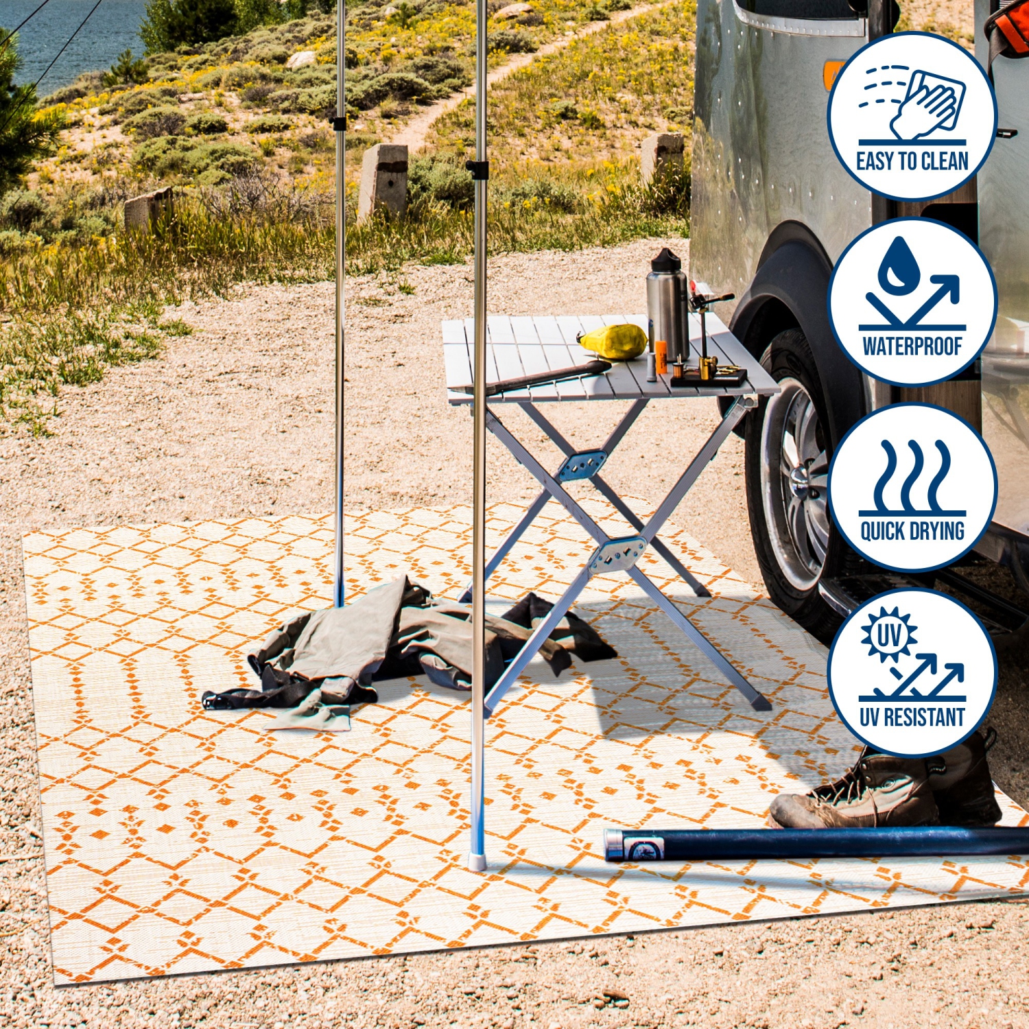 Ourika Moroccan Geometric Textured Weave Indoor/Outdoor Area Rug