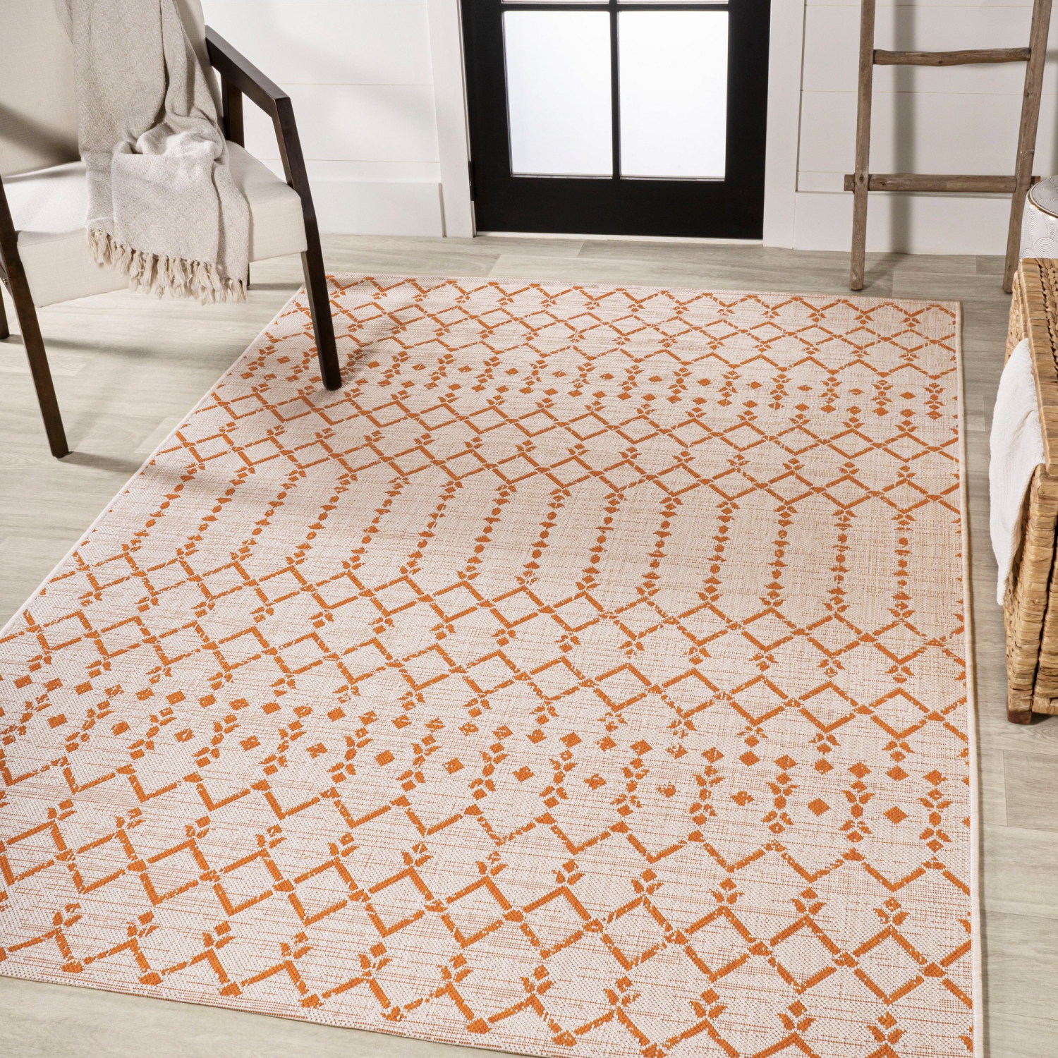 Ourika Moroccan Geometric Textured Weave Indoor/Outdoor Area Rug