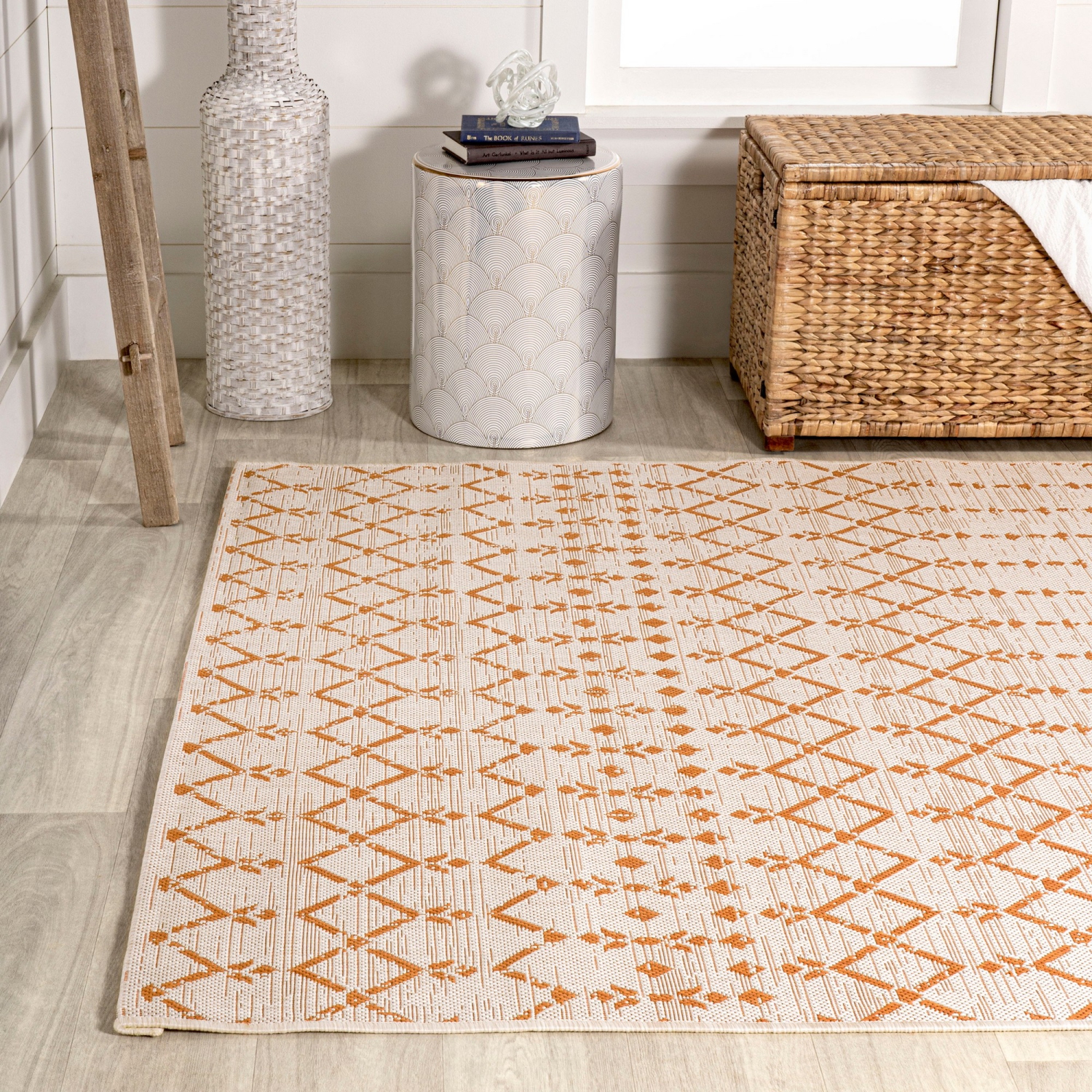 Ourika Moroccan Geometric Textured Weave Indoor/Outdoor Area Rug