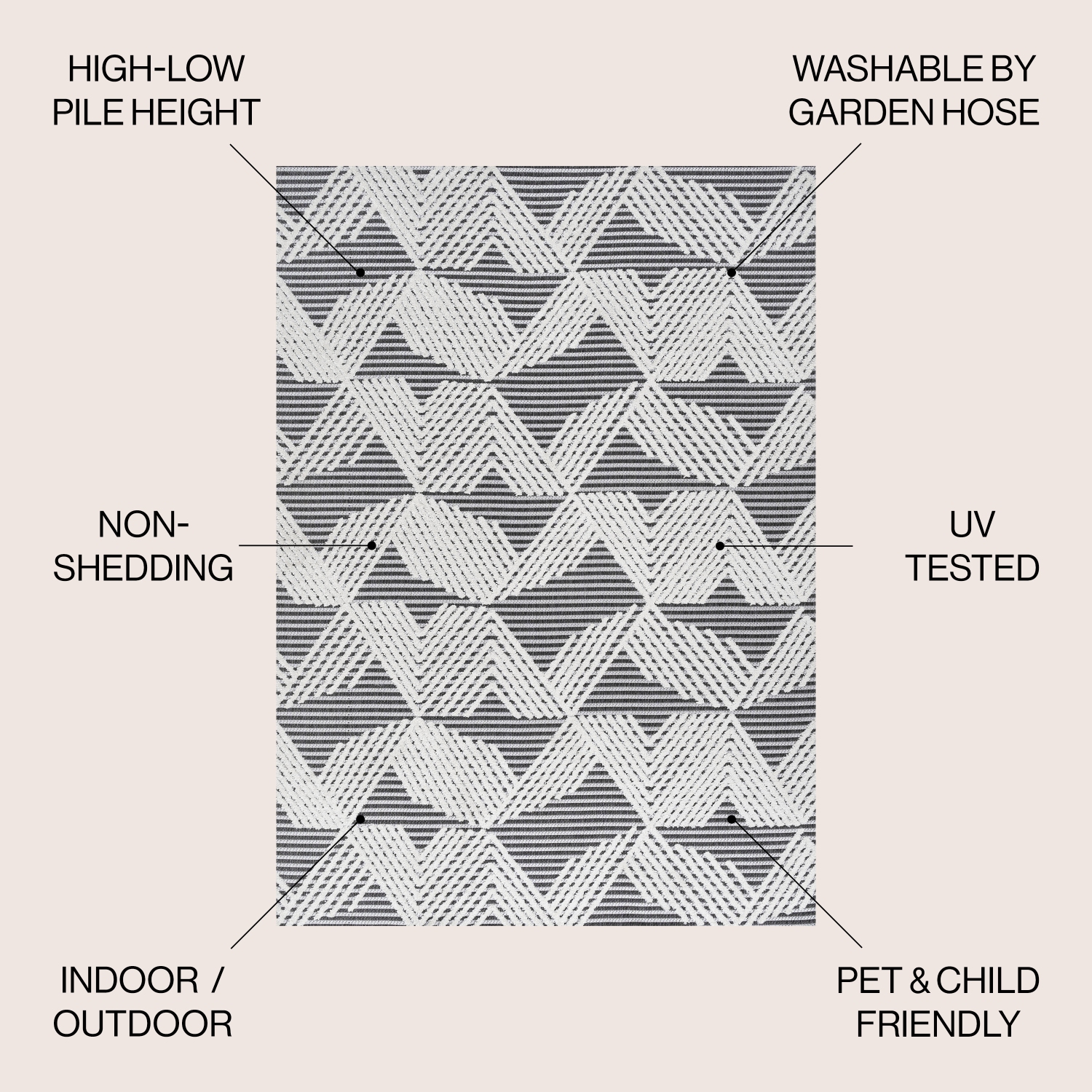 Jazz High-Low Pile Art Deco Geometric Indoor/Outdoor Area Rug