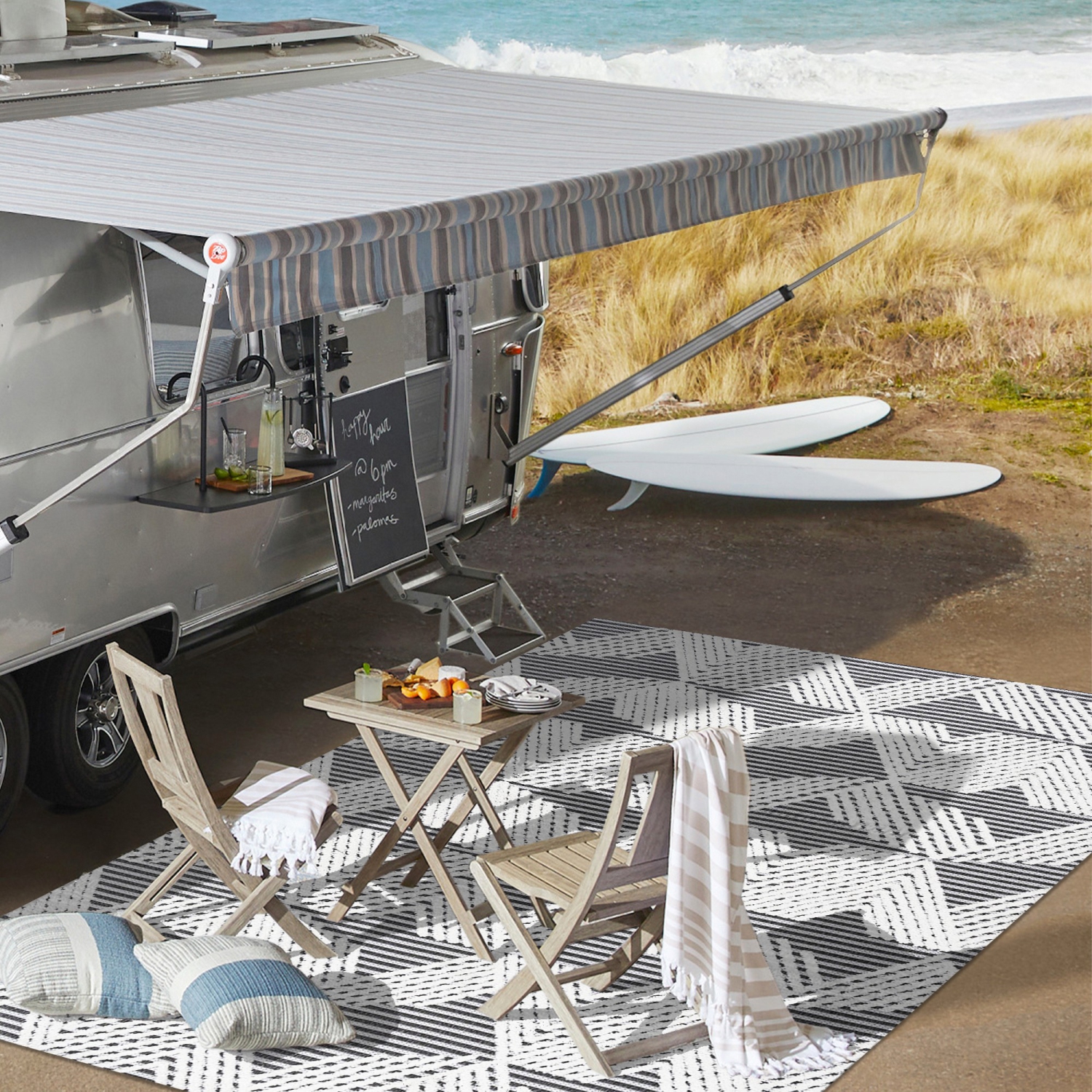 Jazz High-Low Pile Art Deco Geometric Indoor/Outdoor Area Rug