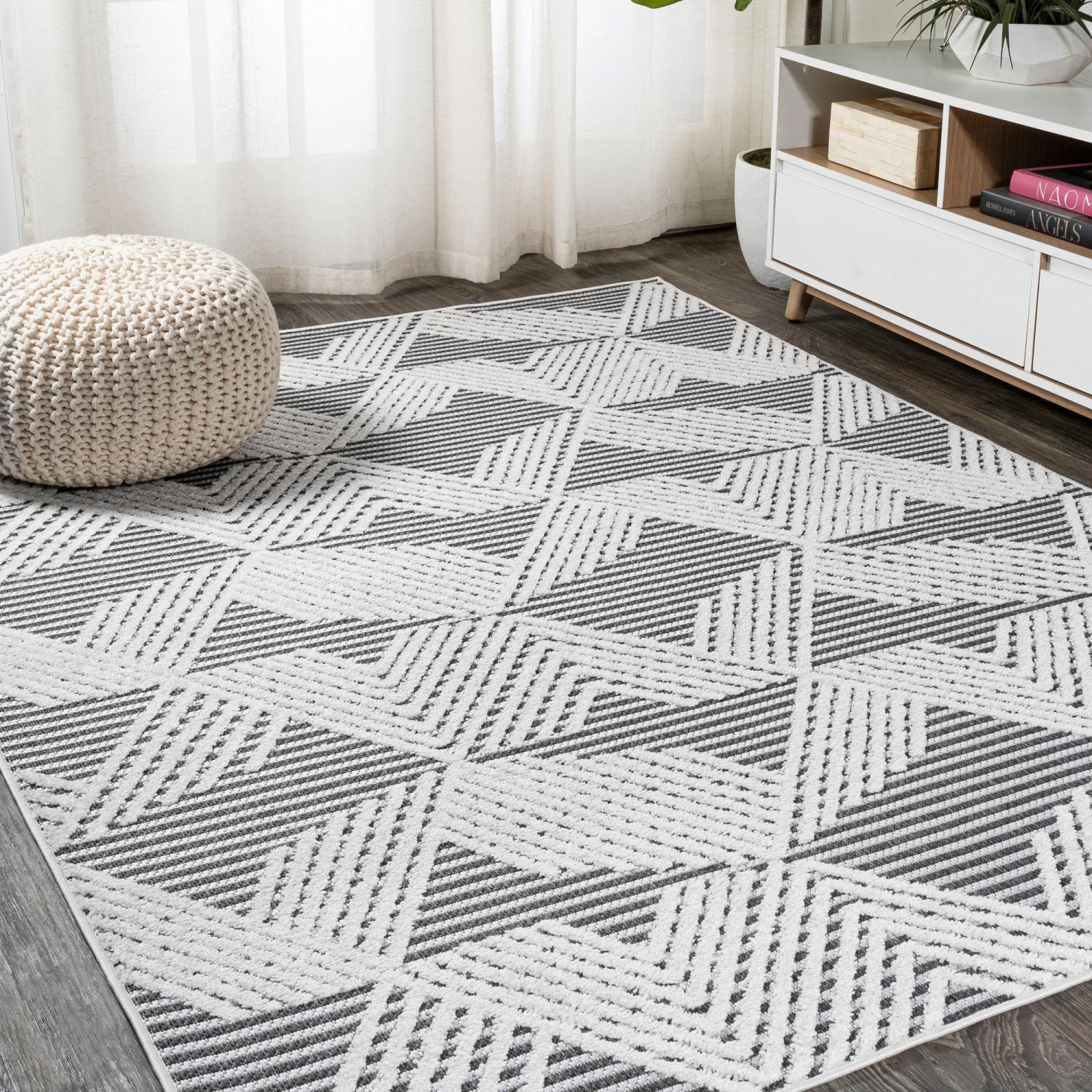 Jazz High-Low Pile Art Deco Geometric Indoor/Outdoor Area Rug