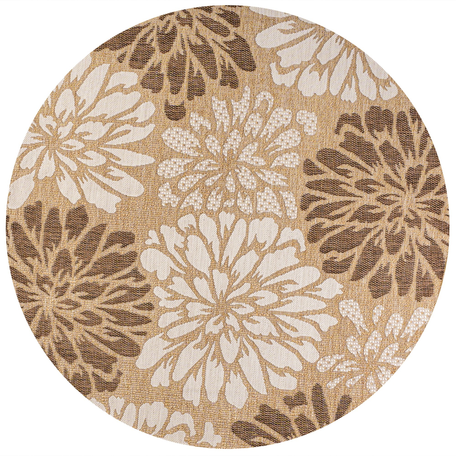 Zinnia Modern Floral Textured Weave Indoor/Outdoor Area Rug