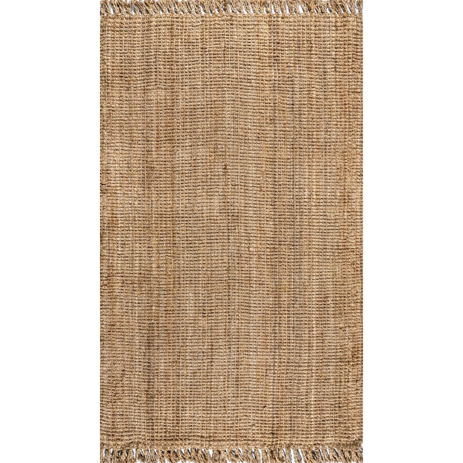 Pata Hand Woven Chunky Jute with Fringe Area Rug