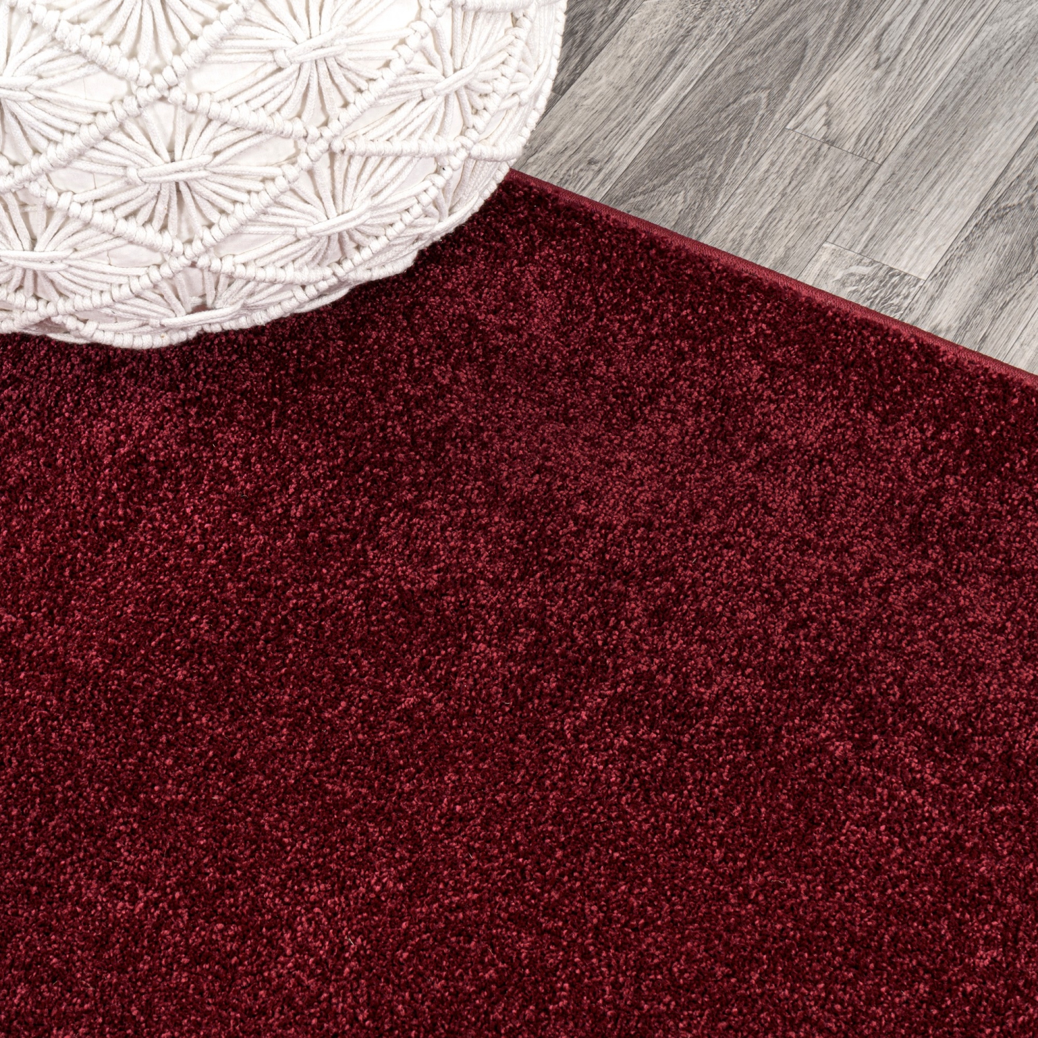 Haze Solid Low Pile Area Rug Dark Red